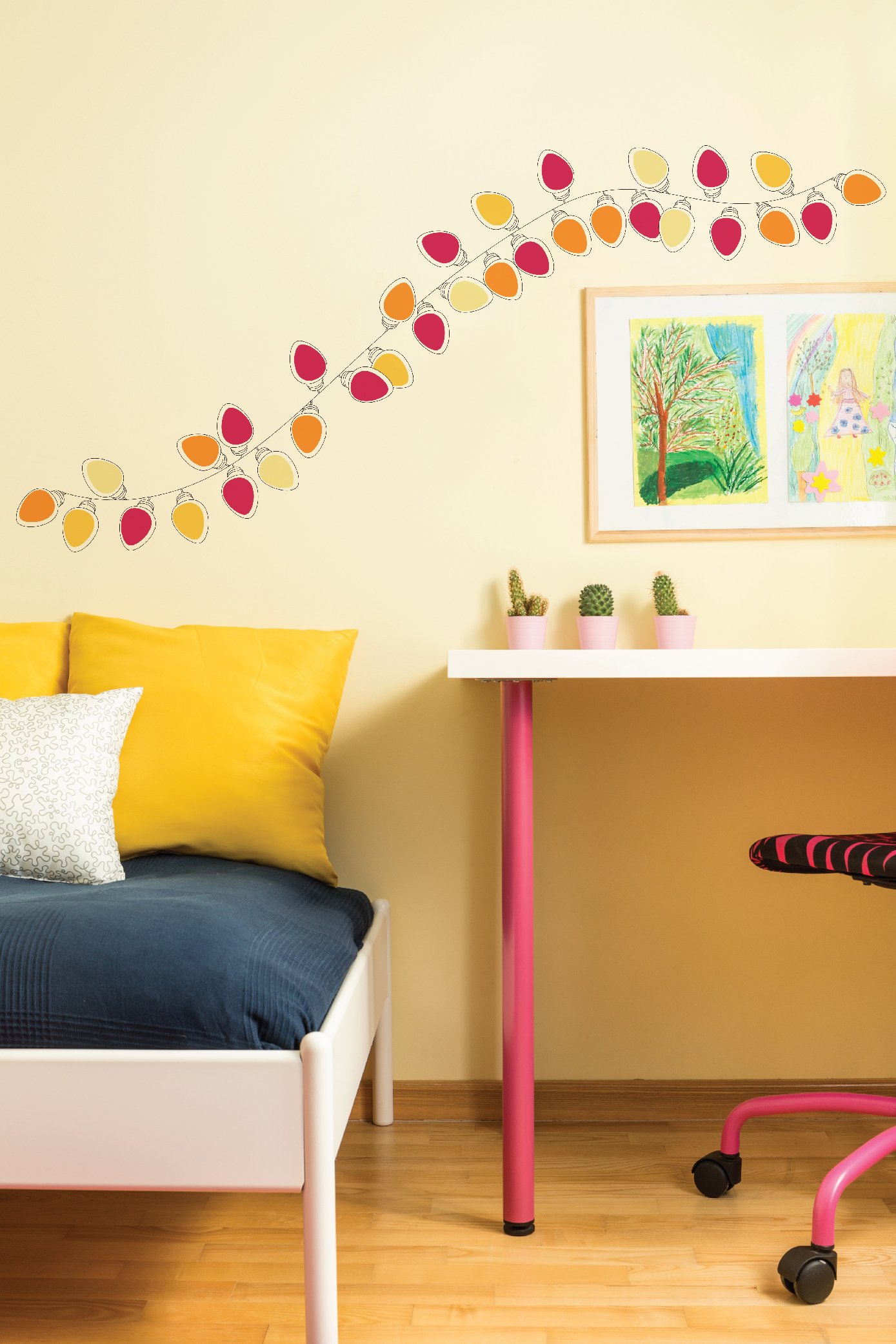 Asian Paints Nilaya Light Up Red & Yellow Bulbs - 10" x 32" Wall Stickers