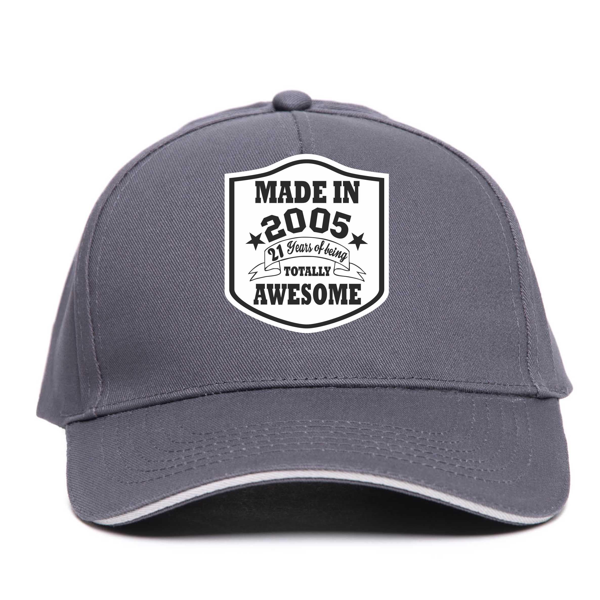 Print4U Made in 2005 21st Birthday Baseball Cap 21 Year Old Gift Men & Ladies Grey