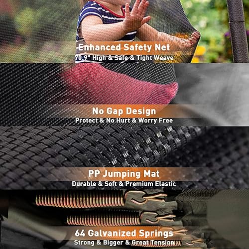Miniatura 3 de CITYLE Tranpoline - Tranpoline de 1500 libras, 12, 14, 15 y 16 pies, para niños y adultos, con red de cierre, estacas de viento, aro de baloncesto,
