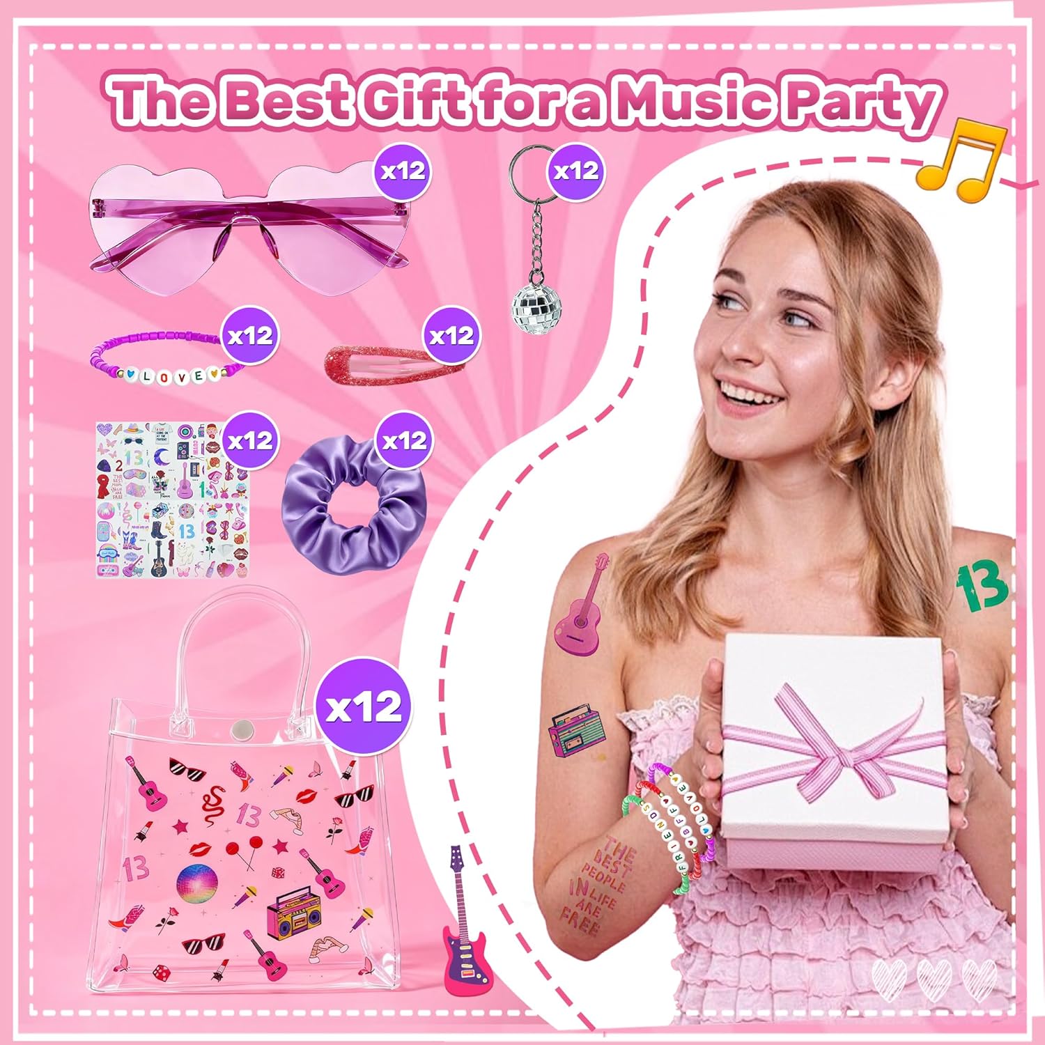 84 Pcs Kpop Party Favors Friendship Popular Singer Party Favors 12 Set Bracelet Sticker Gift Bag Hair Accessory for Girls Fans Y2K Decorations kpop music party Women Disco Fans Party - Image 8