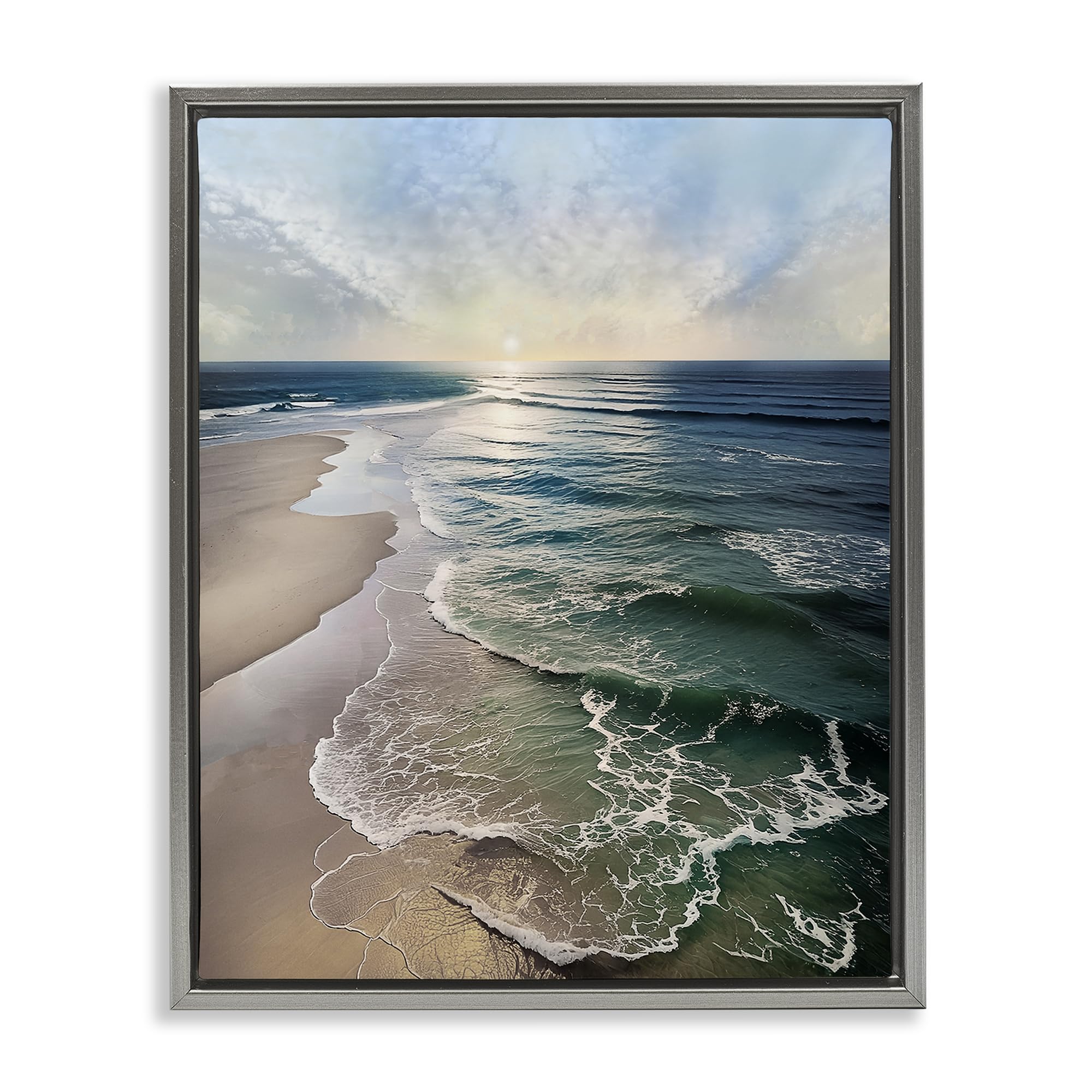 Stupell Industries Luster Gray (Matte) 'Tranquil Shoreline With Soft Light'| Floating Frame Canvas Art