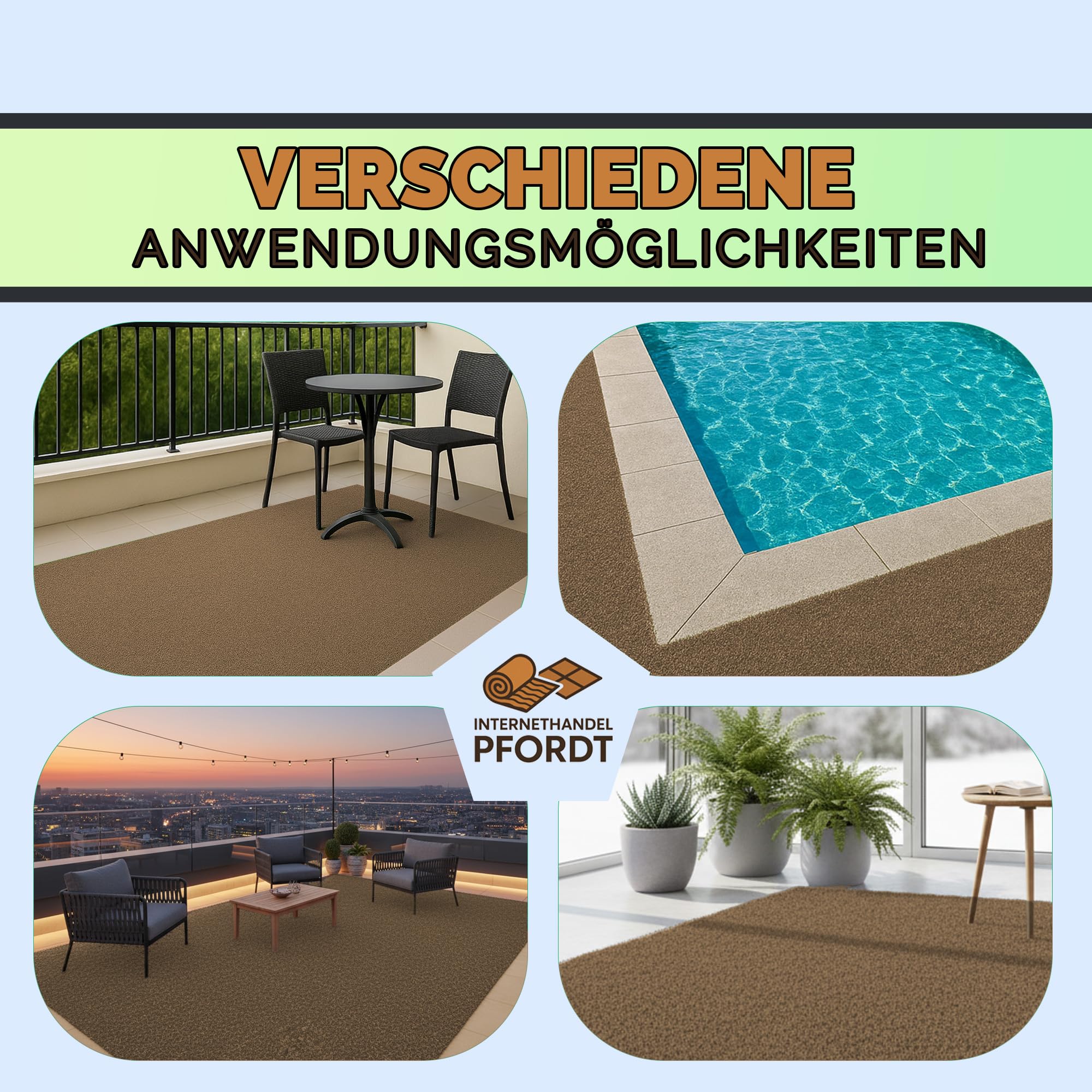 Kunstrasen Premium Dream 200x400 cm Beige, Wetterfester Rasenteppich für Balkon, Terrasse & Garten, pflegeleicht