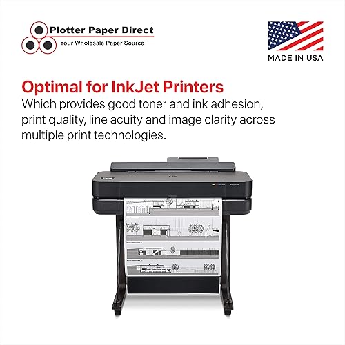 Miniatura 5 de Plotter Paper Direct Rollo de papel CAD de 30 x 300 pies, 20 libras. Papel trazador de inyección de tinta premium, ideal para arquitectos e