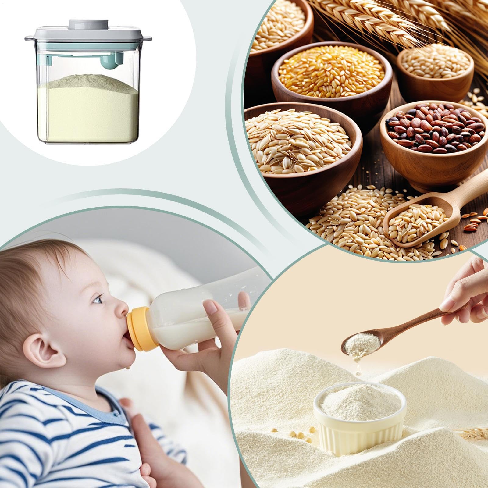 Pojemnik na Mleko w Podróży Pojemnik na Żywność 1.7L Szczelny do Mleka w | Przechowywanie Mleka z Miarką Do Użytku W Domu Kuchni Spiżarni Podróży Samochodzie