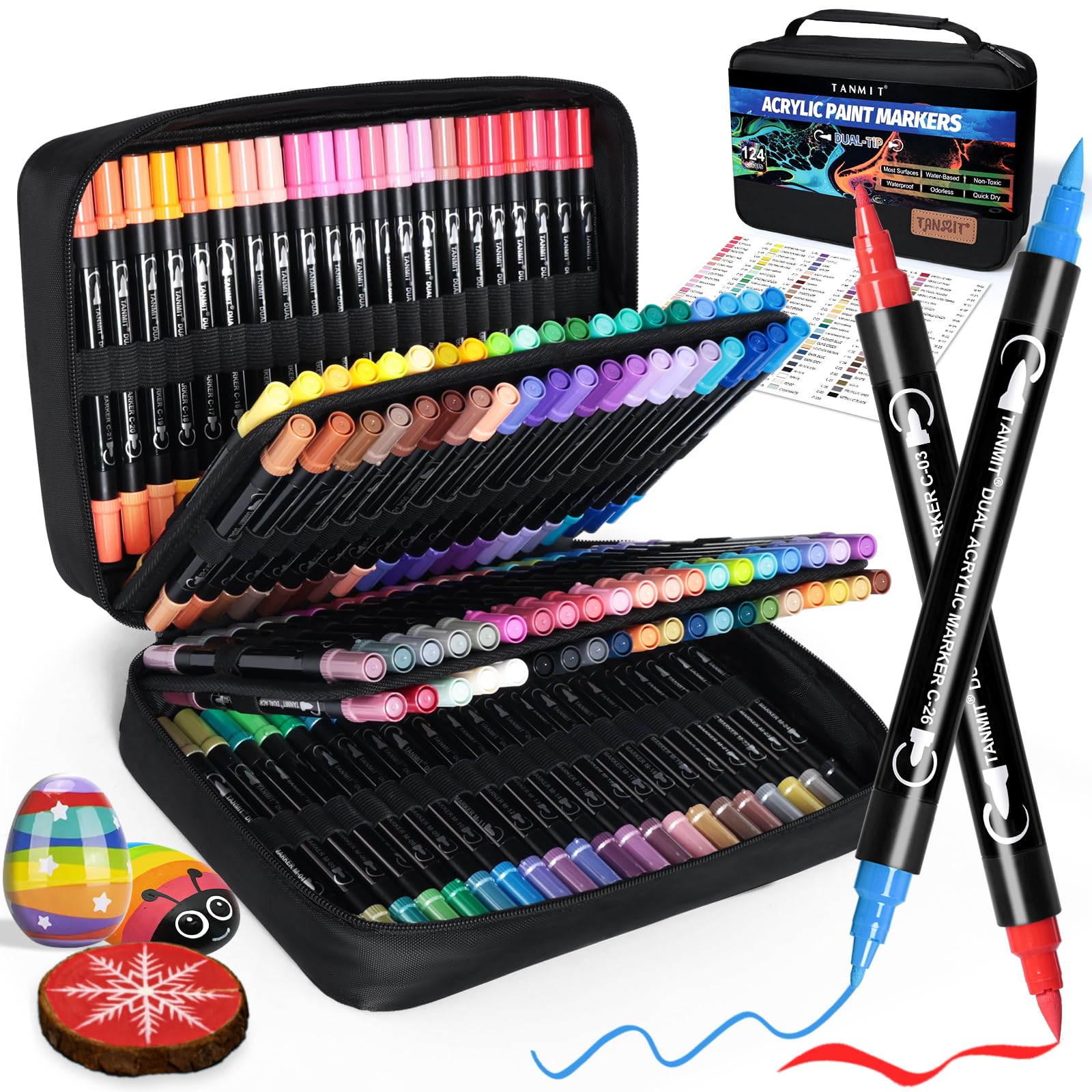 Amazon.com: TANMIT 124 Colors Dual Tip Acrylic Paint Markers
