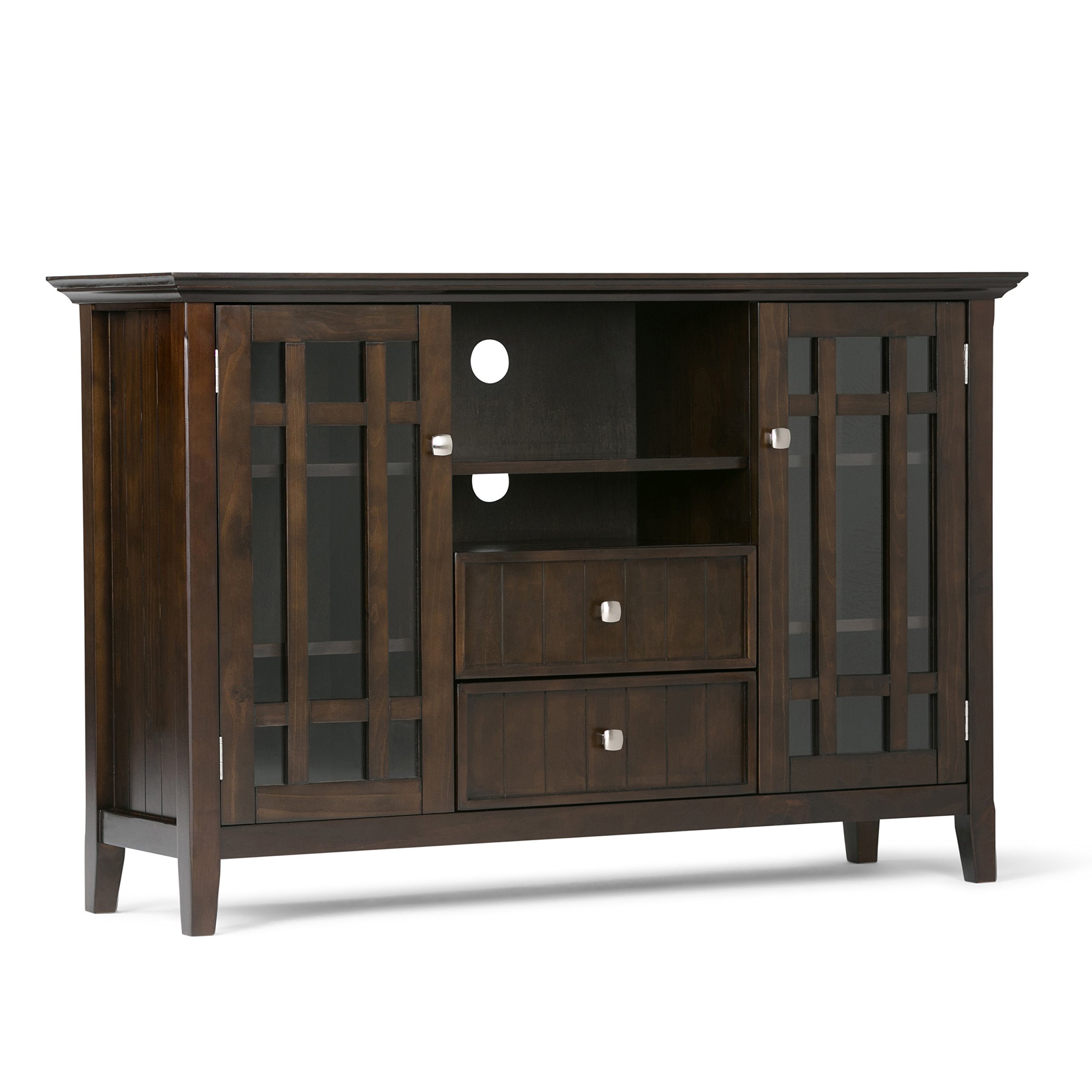 Bedford SOLID WOOD 53 Inch Wide Transitional TV Media Stand in Dark Tobacco Brown for TVs up to 60 Inches, For the Living Room and Entertainment Center