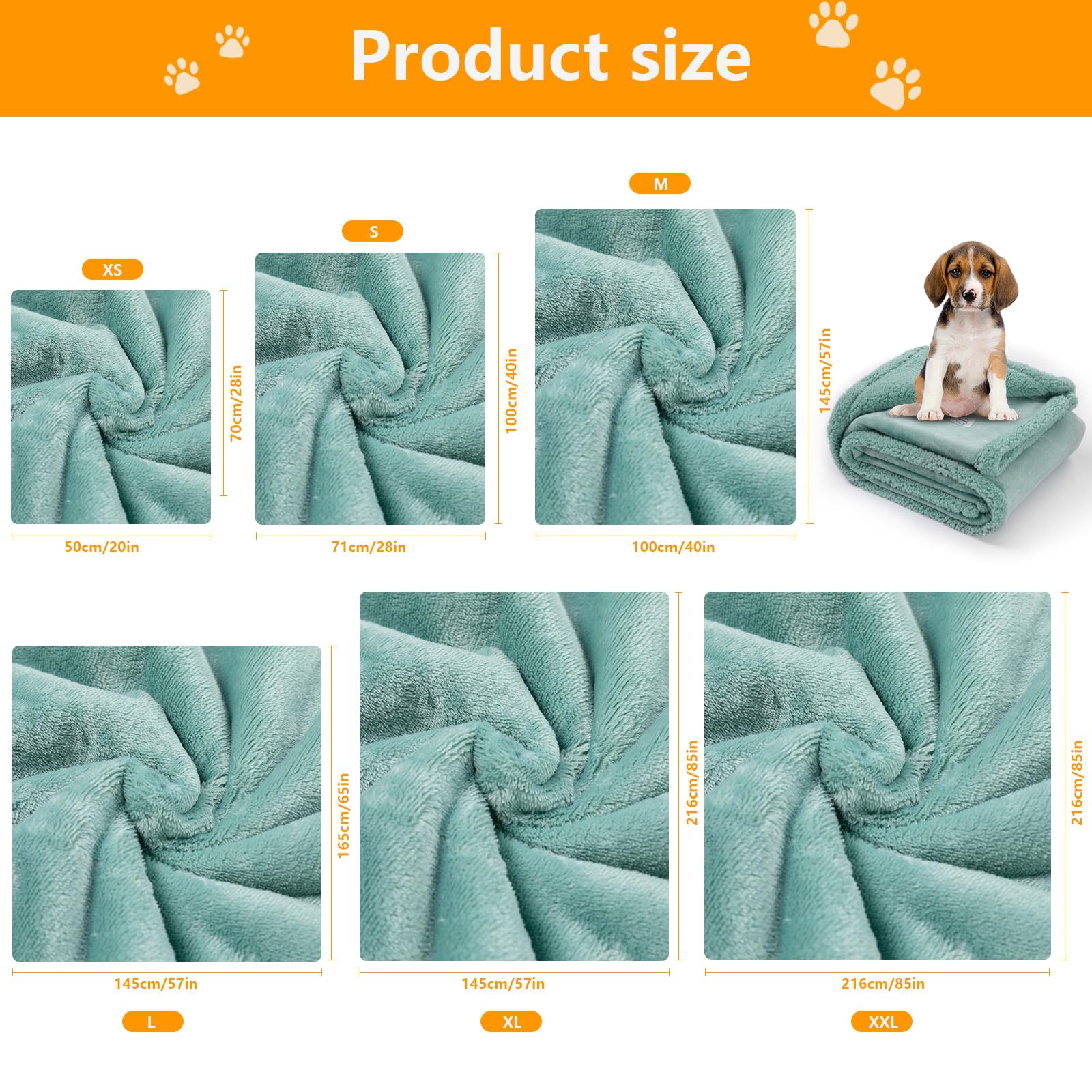Maidewow Waterproof Green Dog Blanket Reversible Fluffy Pet Blankets for Couch Bed Cover Leakproof Washable Jacquard Fleece Blanket for Cats-Green,M - Image 4