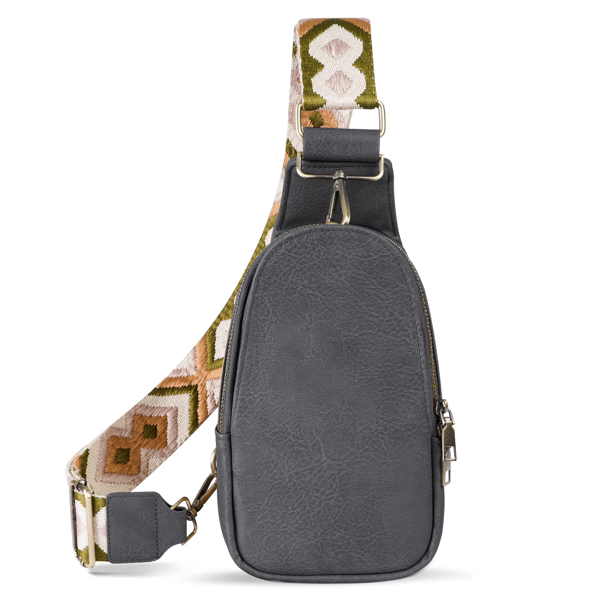 KFXFENQ Sling Bag for Women PU Leather Sling Bag Small Crossbody Sling Backpack Multipurpose Chest Bag for Women Cycling, Dark Grey, One Size, Casual
