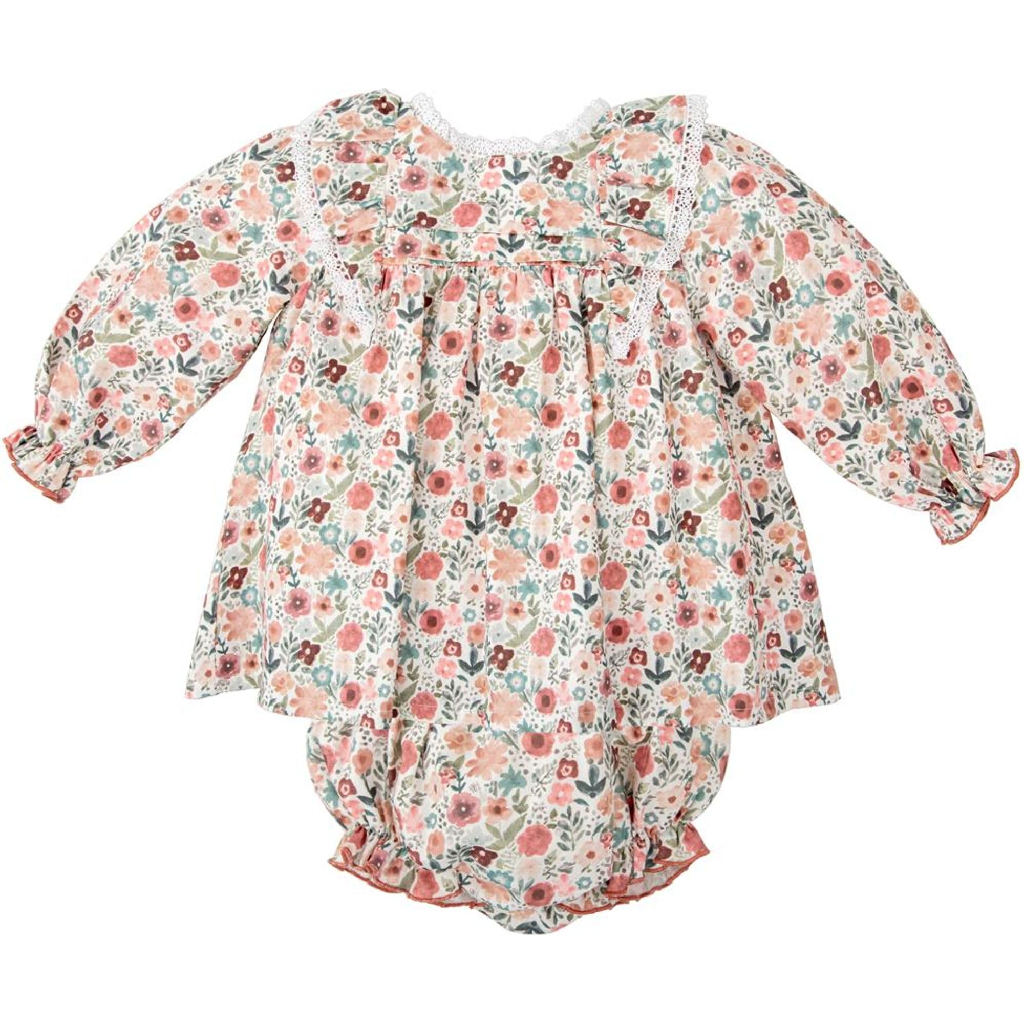 BABIDU Vestido Bebé Niña con Braguita, Algodón Suave y Ligero, Ideal para Eventos, Paseos o Regalo, Ropa Elegante para Recién Nacida