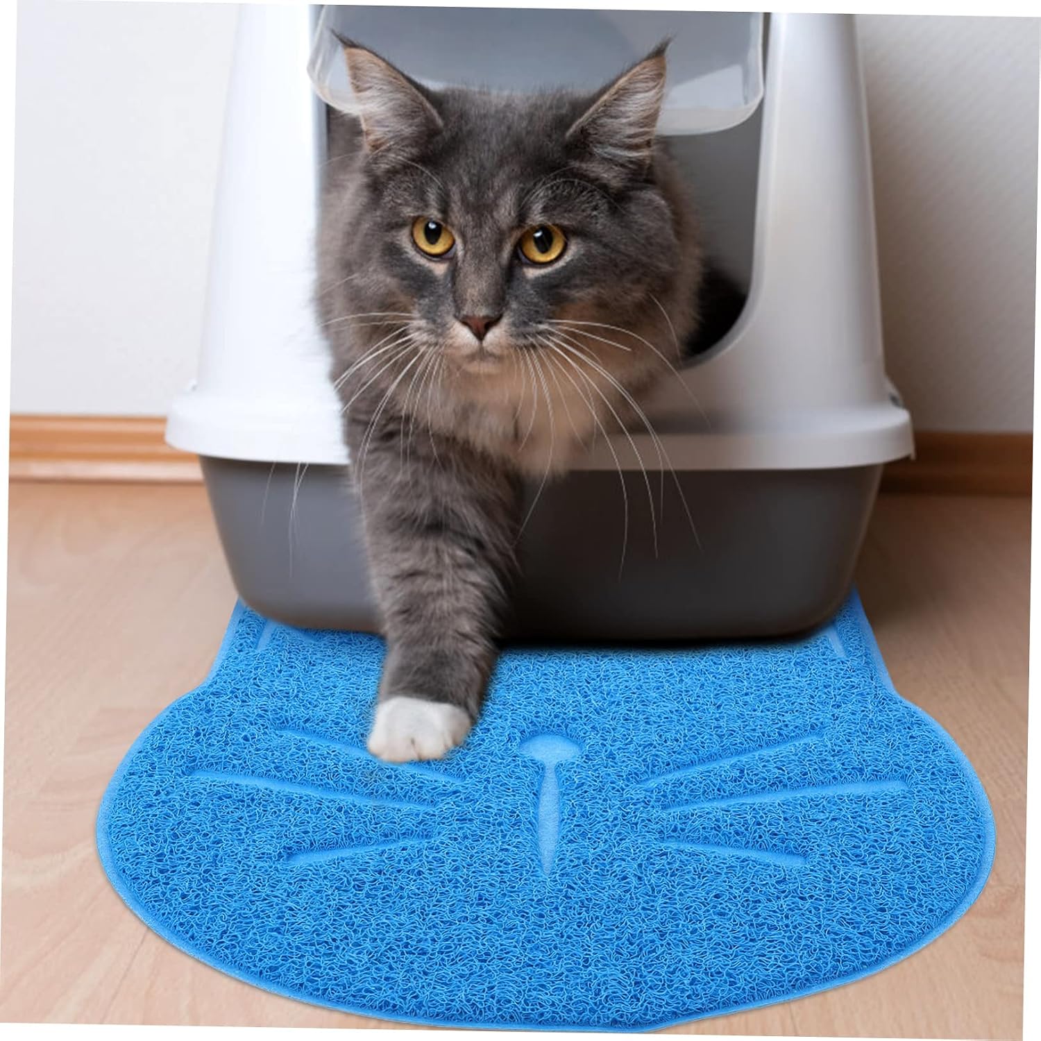 MERRYHAPY Cat Shaped Feeding Mat Non Slip Pet Food Mat for Dogs and Cats Durable Material for Bowls Tile Carpet Hardwood Floors Keeps Floors