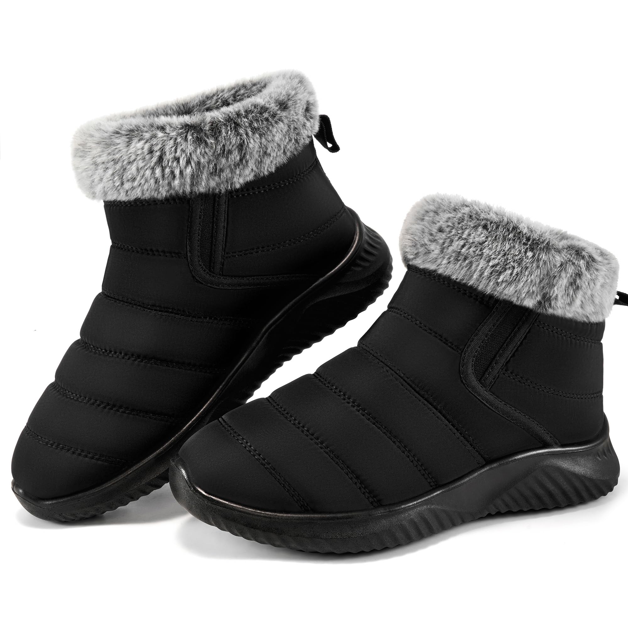 AliceganaSnow Boots for Women Winter: Warm Fur Lined Ankle booties  Waterproof Slip On shoes Insulated Non Slip Boots Outdoor