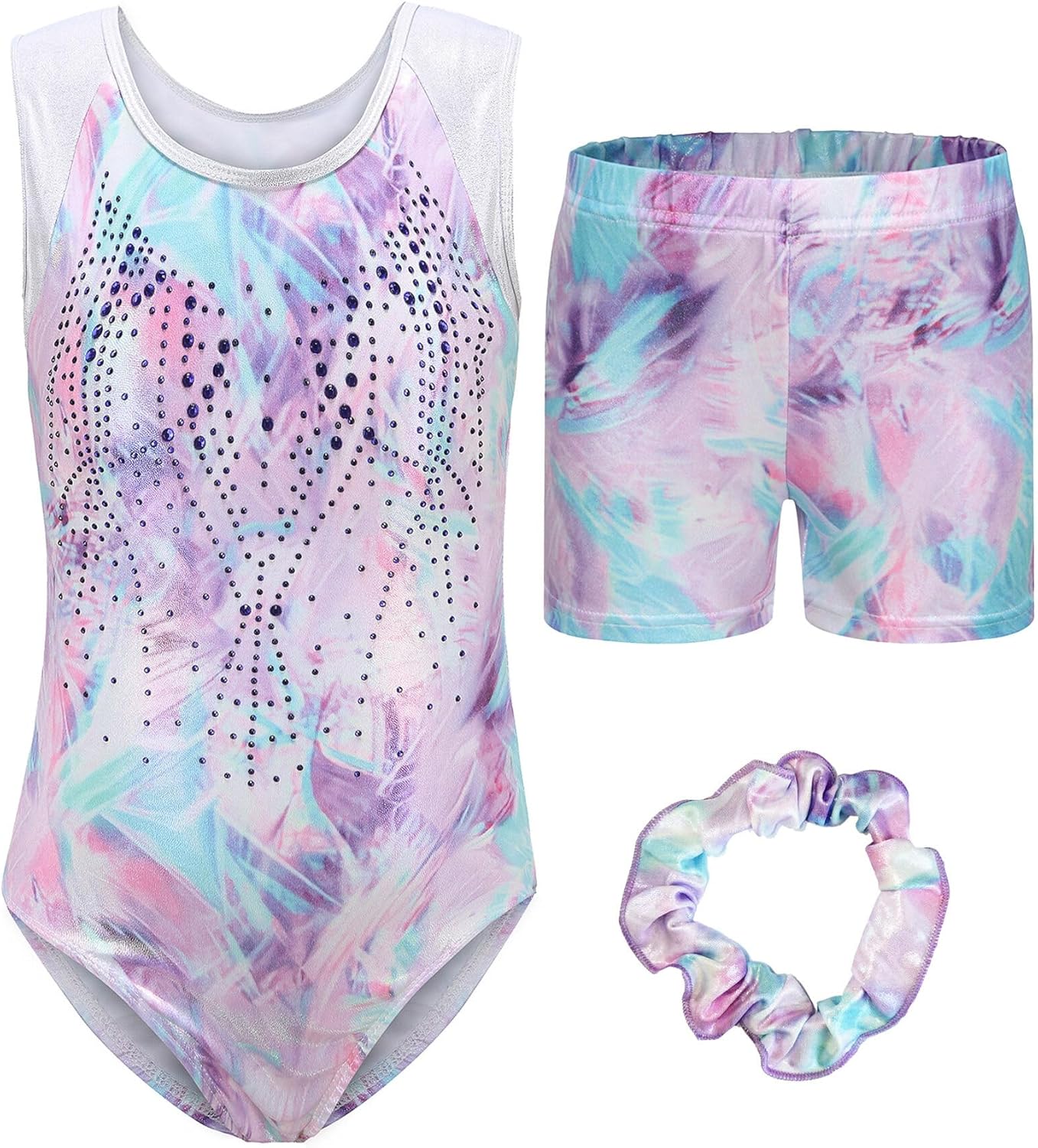HAPPY CHERRY Turnpakje voor meisjes met broek, bodysuit, balletdanspak, gymnastiekpak, dansles, biketard, Style-01, 5-6 Jaren