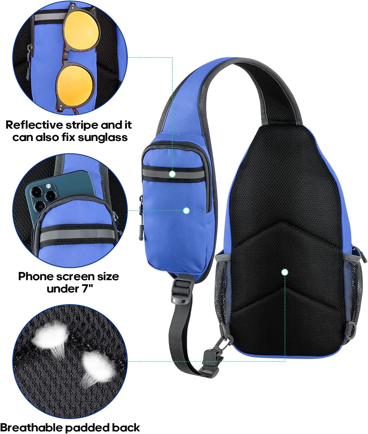 WATERFLY Crossbody Sling Backpack Sling Bag Travel Hiking Chest Bag Daypack - Image 5