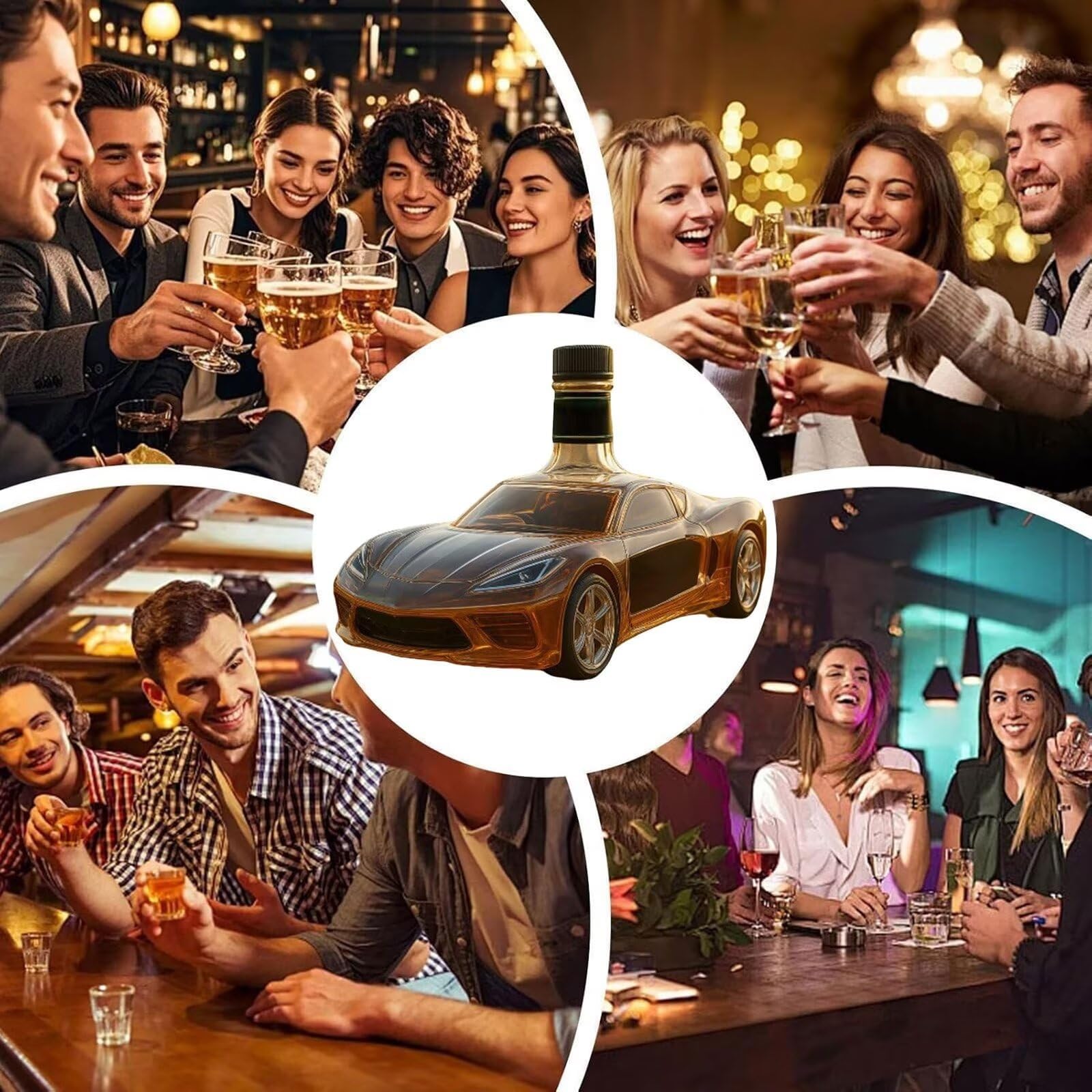 300ML Decantador Whisky Arte Escultura - Botella De Vino Novedosa En Forma De Coche Deportivo 3D, Decantador De Whisky De Cristal Con Tema De Coche, Regalo De Decoración Artística Para Bar(A)