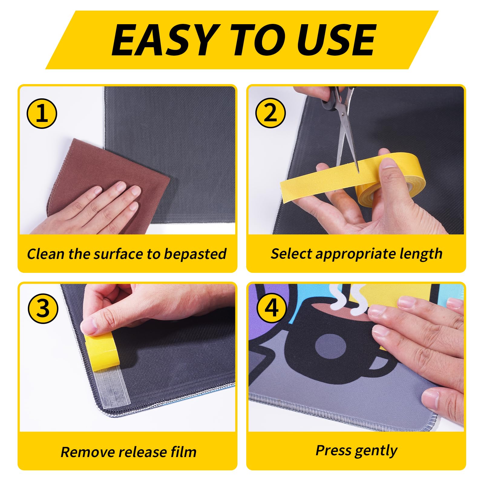 HuhuDo Cinta de tela de doble cara extra fuerte, cinta de montaje, resistente, para colgar imágenes, póster de mapa, gran adherencia para decoración de Navidad