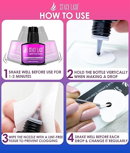 Miniatura 8 de Extensiones de pestañas Lightning Speed  Stacy Lash 0.34 onzas líquidas  0.3 onzas líquidas  0.3 segundos de tiempo de secadoretención  6-8