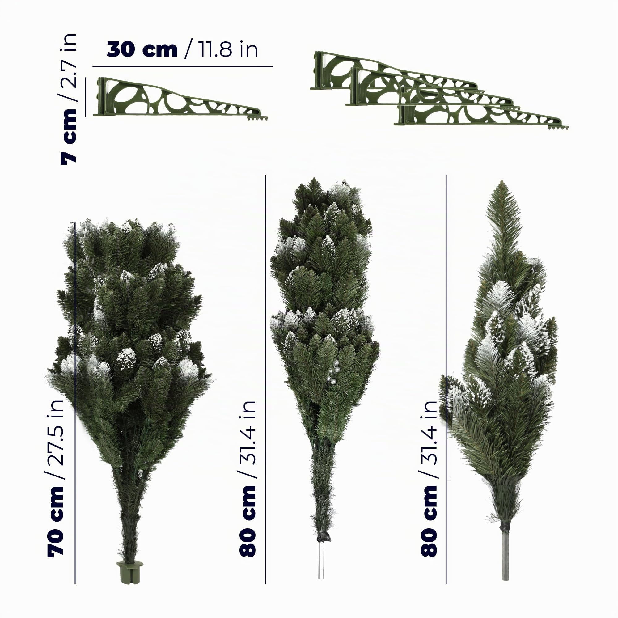 KADAX Sapin de Noël 220 en Film PVC, Pin de Diamant avec Billes argentées et Pneu de Givre, Sapin de Noël Artificiel avec 535 Branches, Sapin avec Support en Plastique Ø env. 110 cm