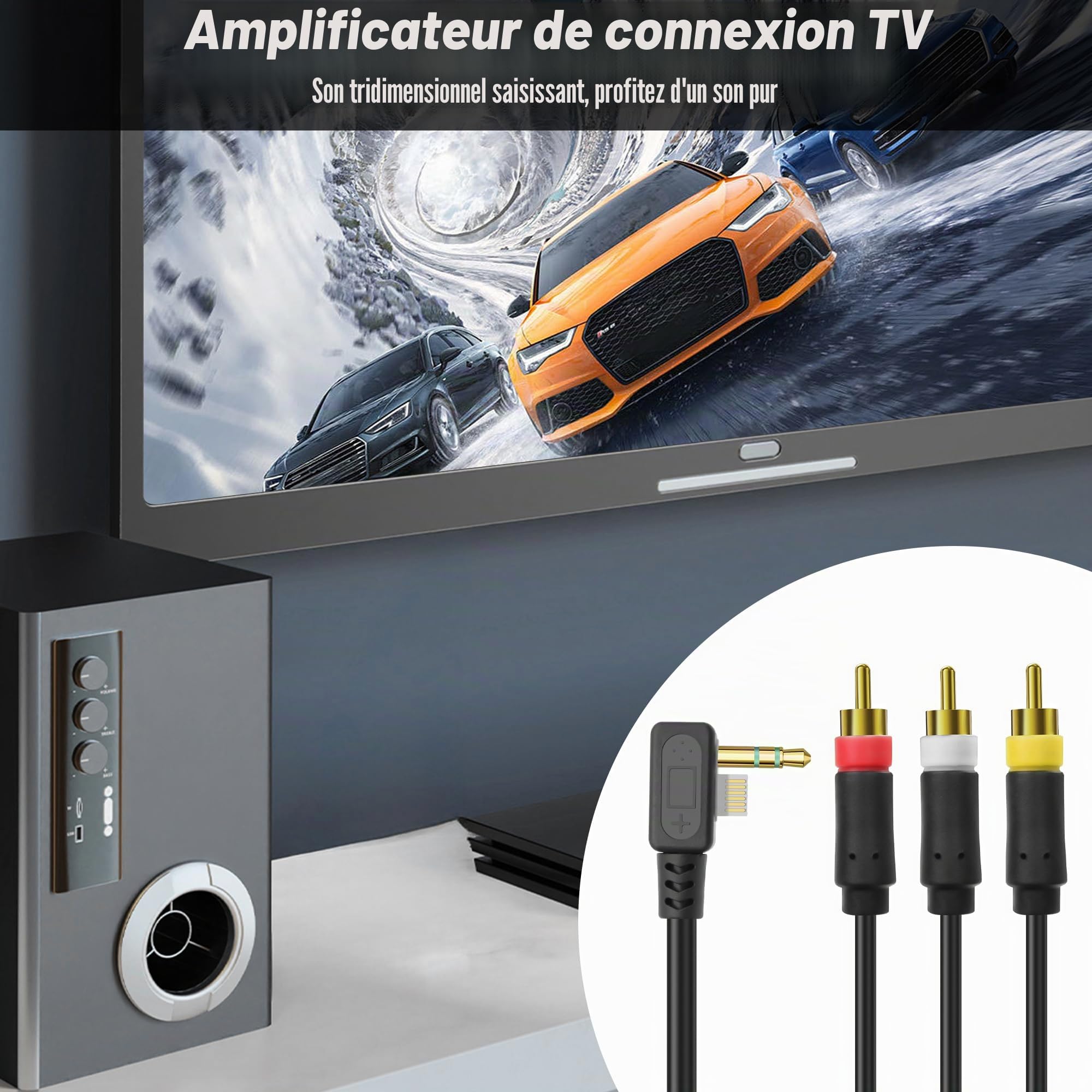 MEIRIYFA Compatible avec PSP AV Audio Vidéo 3RCA câble adaptateur pour PSP 2000 3000 HDTV HD Composant Audio Vidéo Câble de rechange (noir, 1,8 m)