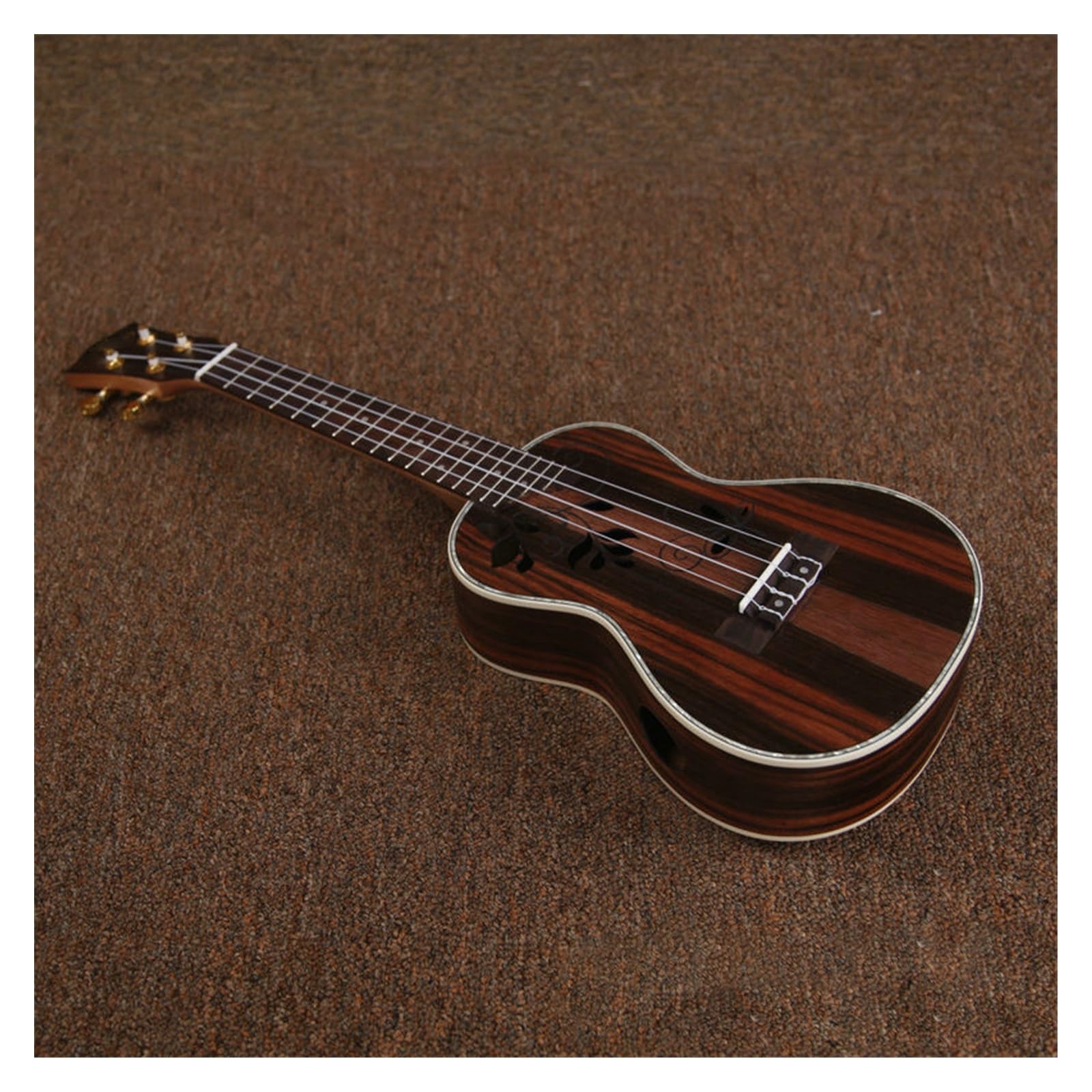 ZAMASS Professional Ukeleles 24-inch Wooden Ukulele Ebony Body Special Sound Hole 4-string Ukulele Small Guitar Instrument