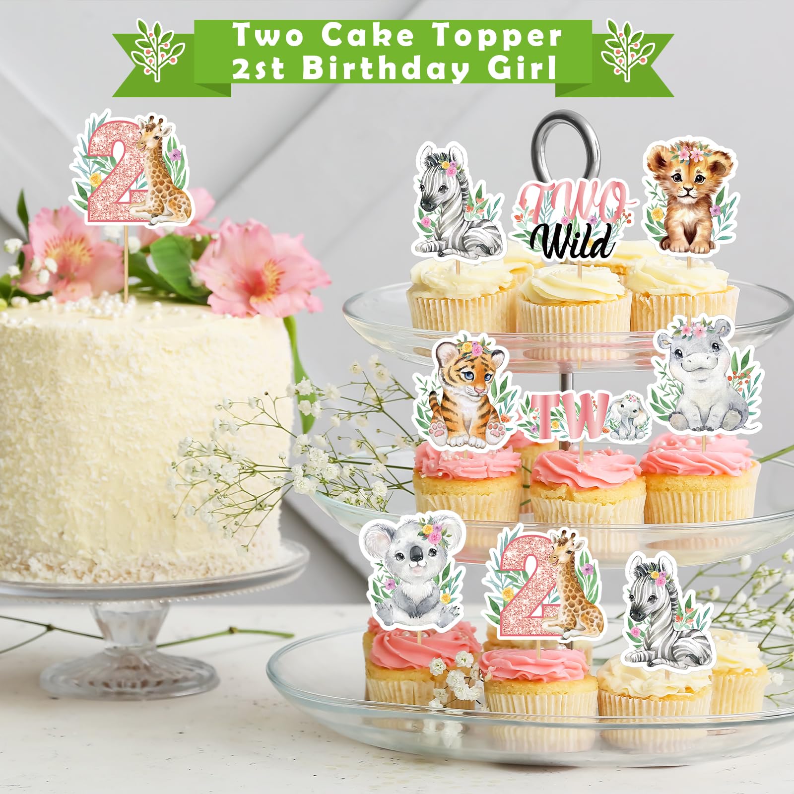 Amazon.com: Weecent 48 Pcs Two Wild Cupcake Toppers, Two Wild
