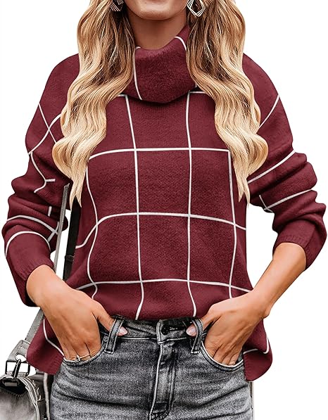 ZESICA women's turtleneck batwing oversized knitted pullover sweater
