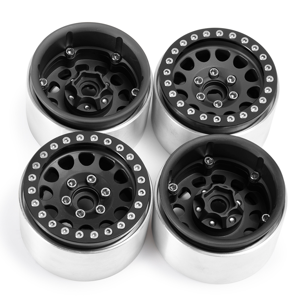 【新品】RC Channel 1.9ビードロックホイール　4本セット 1.9inch アルミ製ビードロックホイール(Black) 4本Set Crawler