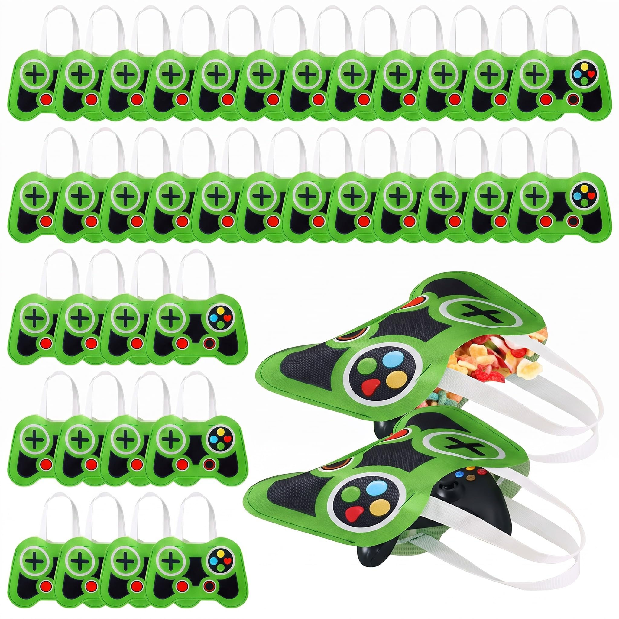 Silkfly 24 Video Game Party Favor Bags, Reusable, Green