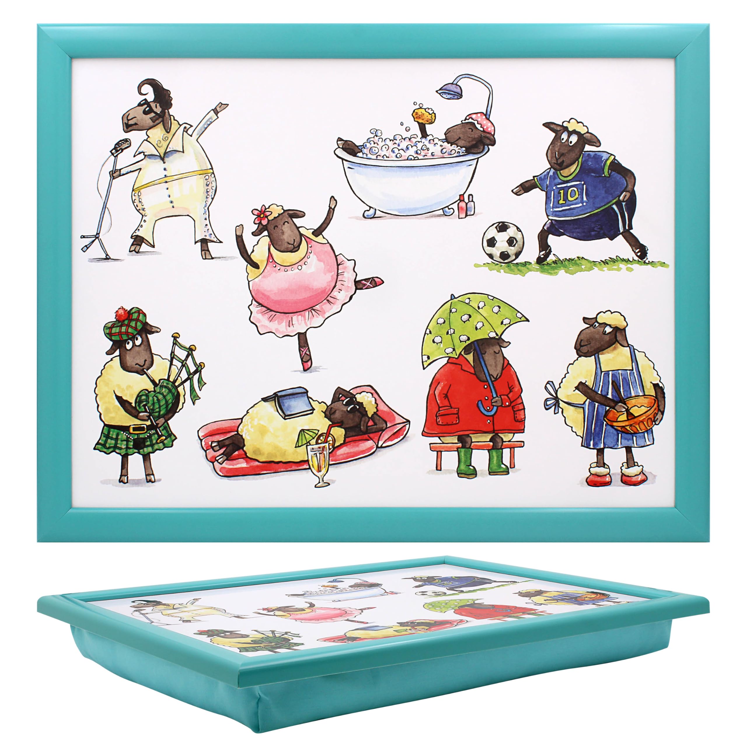 Lesser & Pavey Sheep The Leonardo Collection Finola Stack Laptray With Bean Bag For Serving Dishes | Lovely Lap Trays For Eating On Lap For Dinner Or Breatfast | Newly Designed Food Trays For Lap
