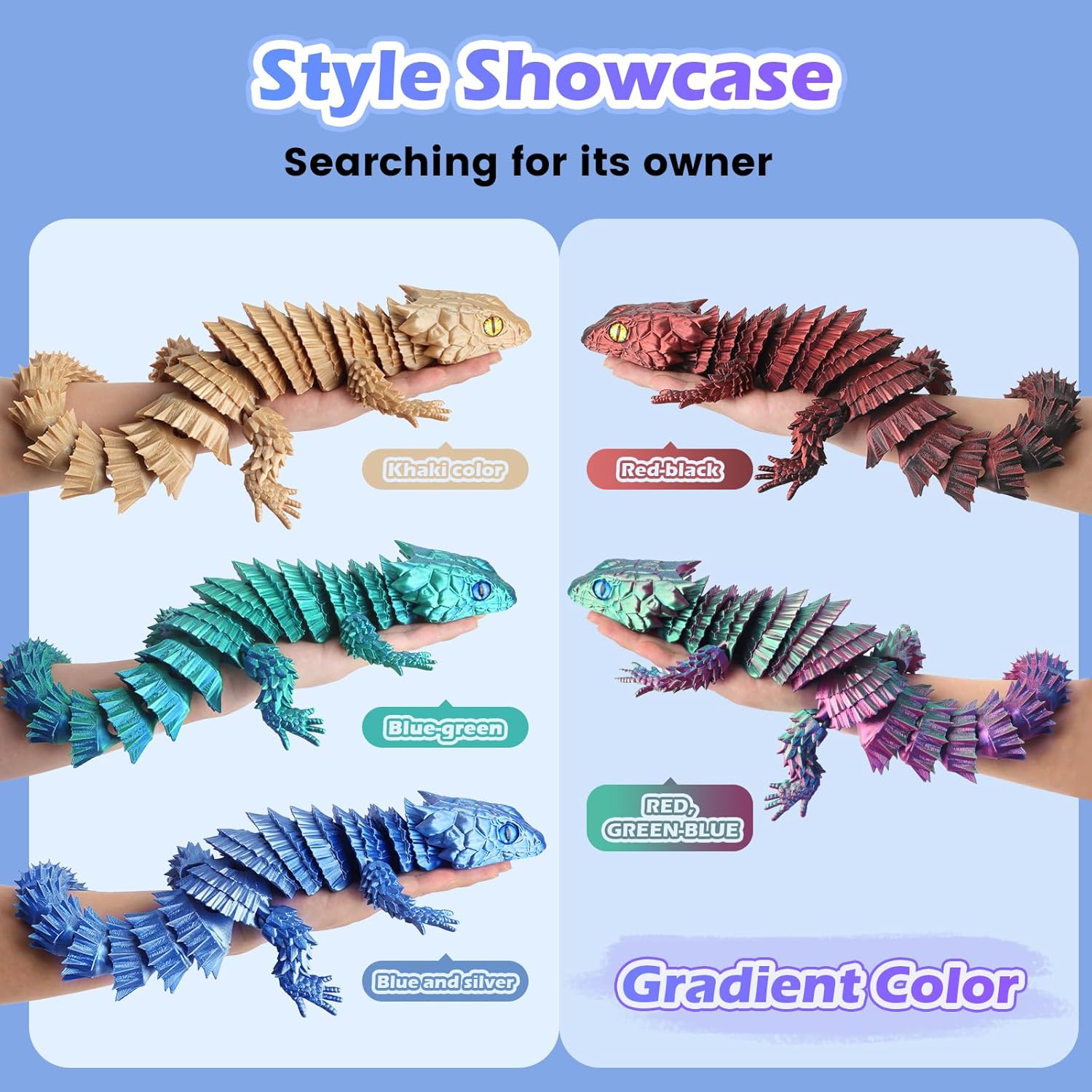 19.7 inch Large 3D Printed Lizard Model, hinged 3D Printed Animals, a 3D Printed Toys with Movable Joints，Fidget restlessness, ADHD Toys, Executive Desk Décor and Festival Collectible (Khaki)