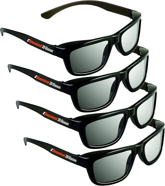 2D Glasses 4 Pack - Turns 3D Movies Back into 2D - eDimensional 4 Pairs for Passive 3D Televisions and for use in RealD 3D Theaters