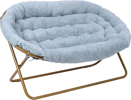 Flash Furniture Eleanor - Silla doble platillo con marco de acero plegable, silla portátil de gran tamaño, para dormitorio o dormitorio, 56