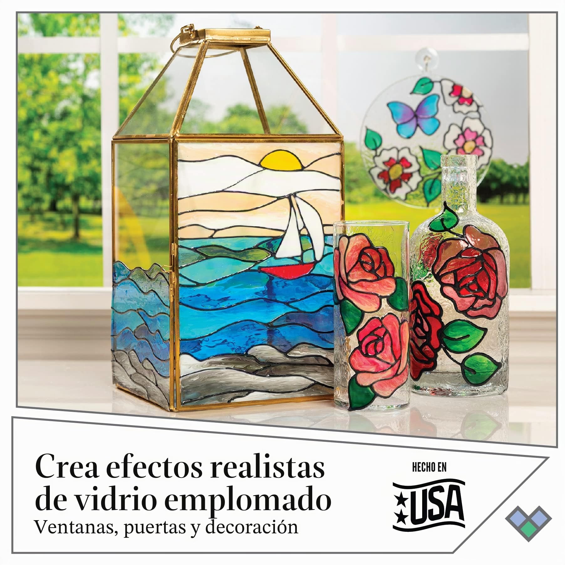 Gallery Glass Juego de Pintura acrílica para Ventanas formulada para no tóxica, Principiantes y Artistas, dieciocho Botellas, 2 onzas, Colores Surtidos 1