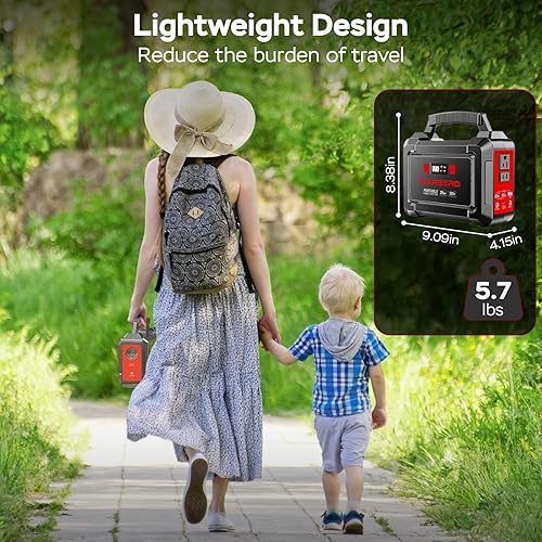 Miniatura 2 de MARBERO Estación de energía portátil de 350 W pico para camping, generador solar, cargador para computadora portátil, cargador de 296 Wh con salida