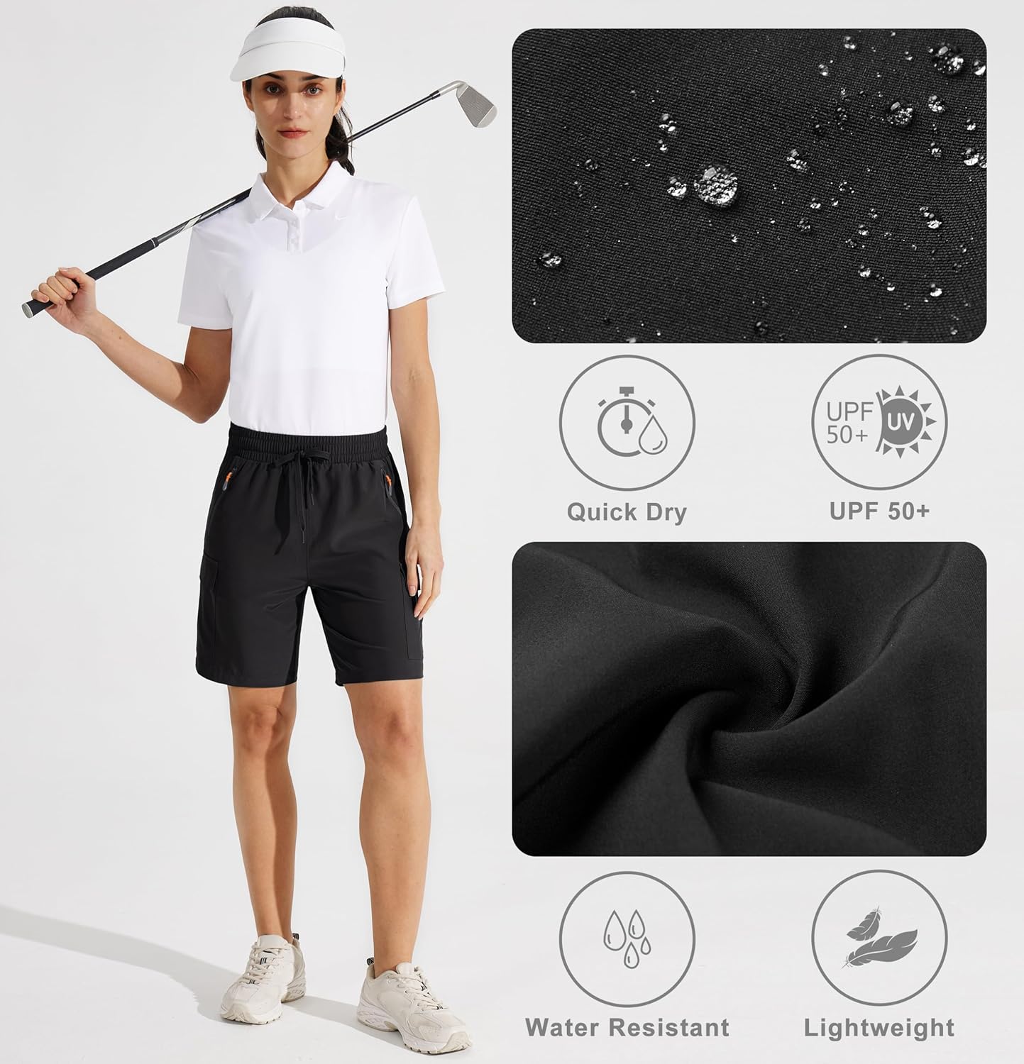 MASKERT Women's Hiking Cargo Shorts 5" 7" 9" Quick Dry Athletic Golf Shorts Lightweight Running Summer Casual Shorts - Image 4