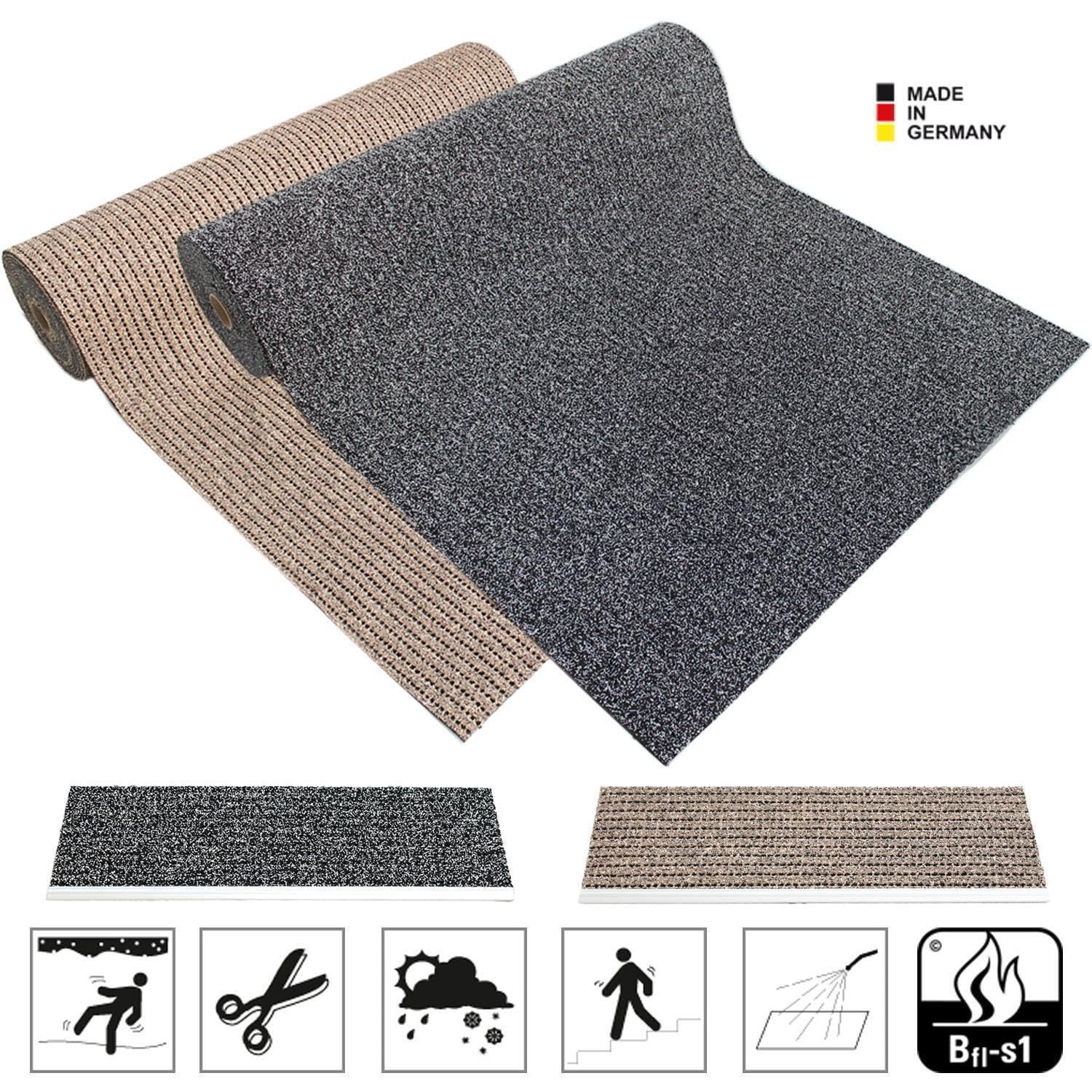 Kettelservice-Metzker Sicherheits-Stufenmatte mit Aluprofil, Antirutschmatte für den Außenbereich Beige 65x24cm, witterungsbeständig