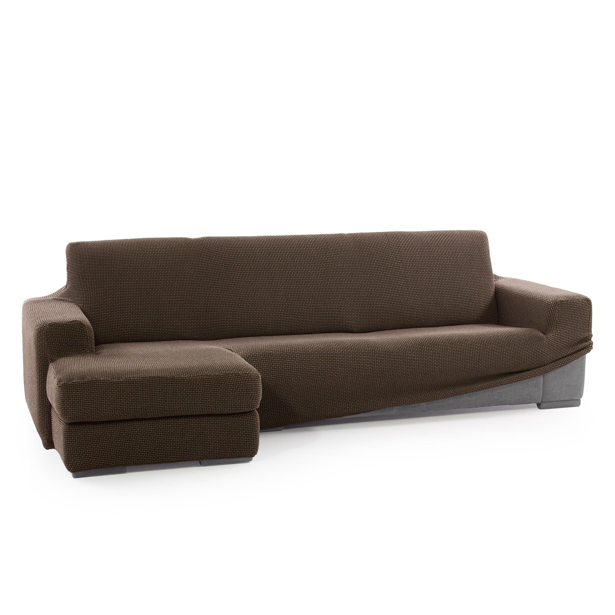 Funda Super Elástica Chaise Longue Brazo Corto Izquierdo (Visto de Frente) | Modelo NOVELE | Ante | Protector de Calidad de Tejido Jacquard Tacto algodón OEKO-TEX STANDARD 100