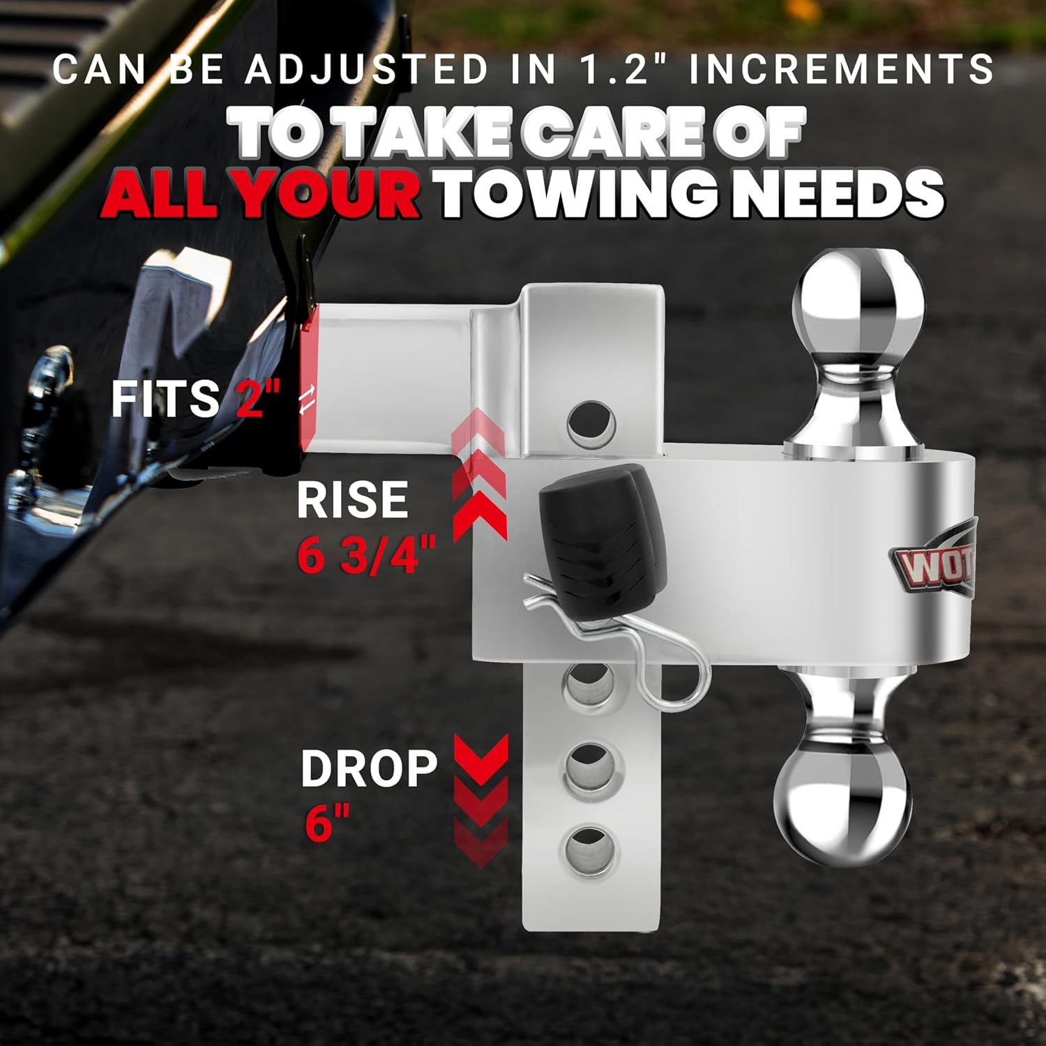 Uriah Products Aluma Tow Adjustable Lightweight Aluminum Alloy Trailer Hitch Interchangeable Ball Mount with 6 Inch Drop Distance