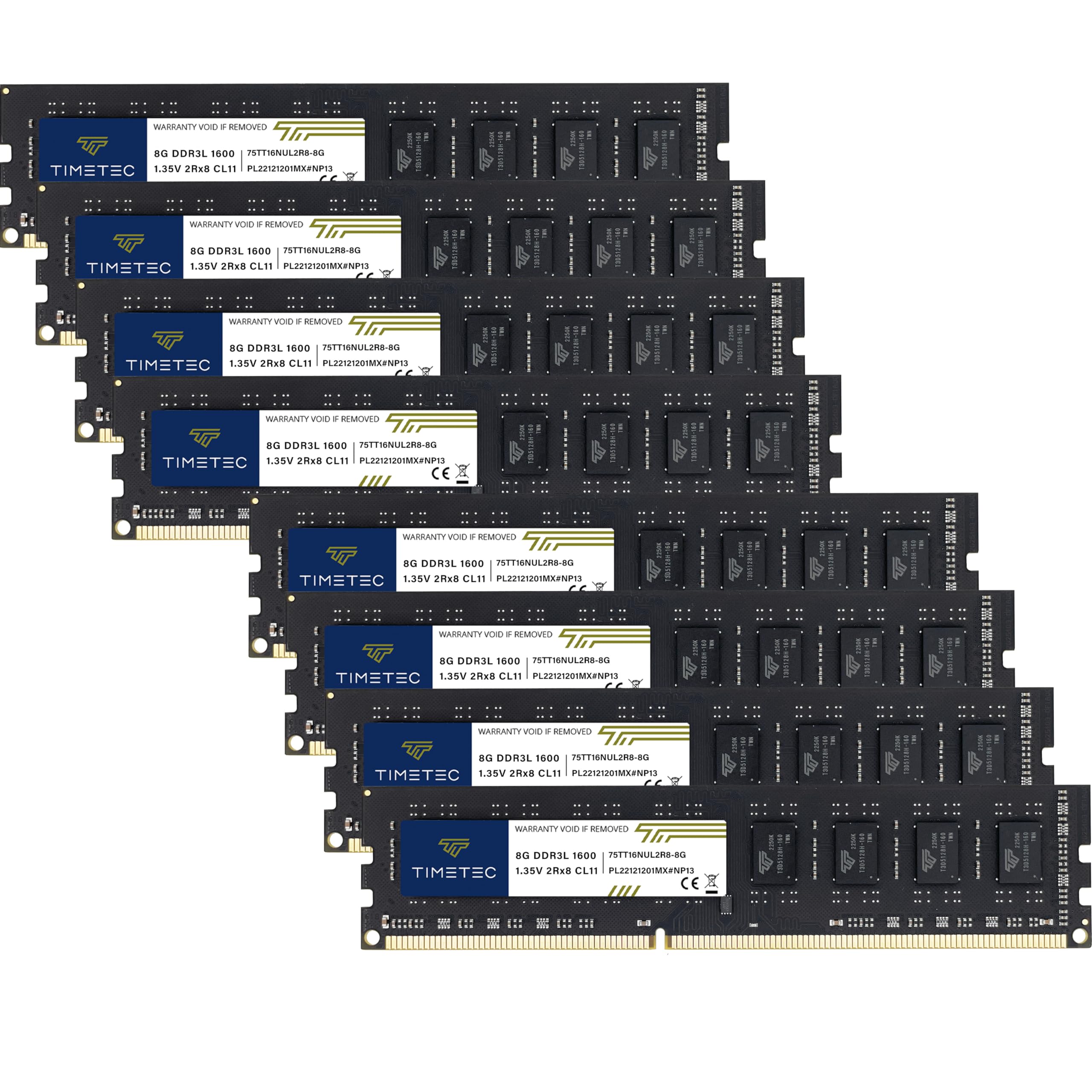 TIMETEC 8GB×8 64GB DDR3L Non-ECC UDIMM Timetec 64GB KIT(8x8GB) DDR3L / DDR3 1600MHz (DDR3L-1600) PC3L
