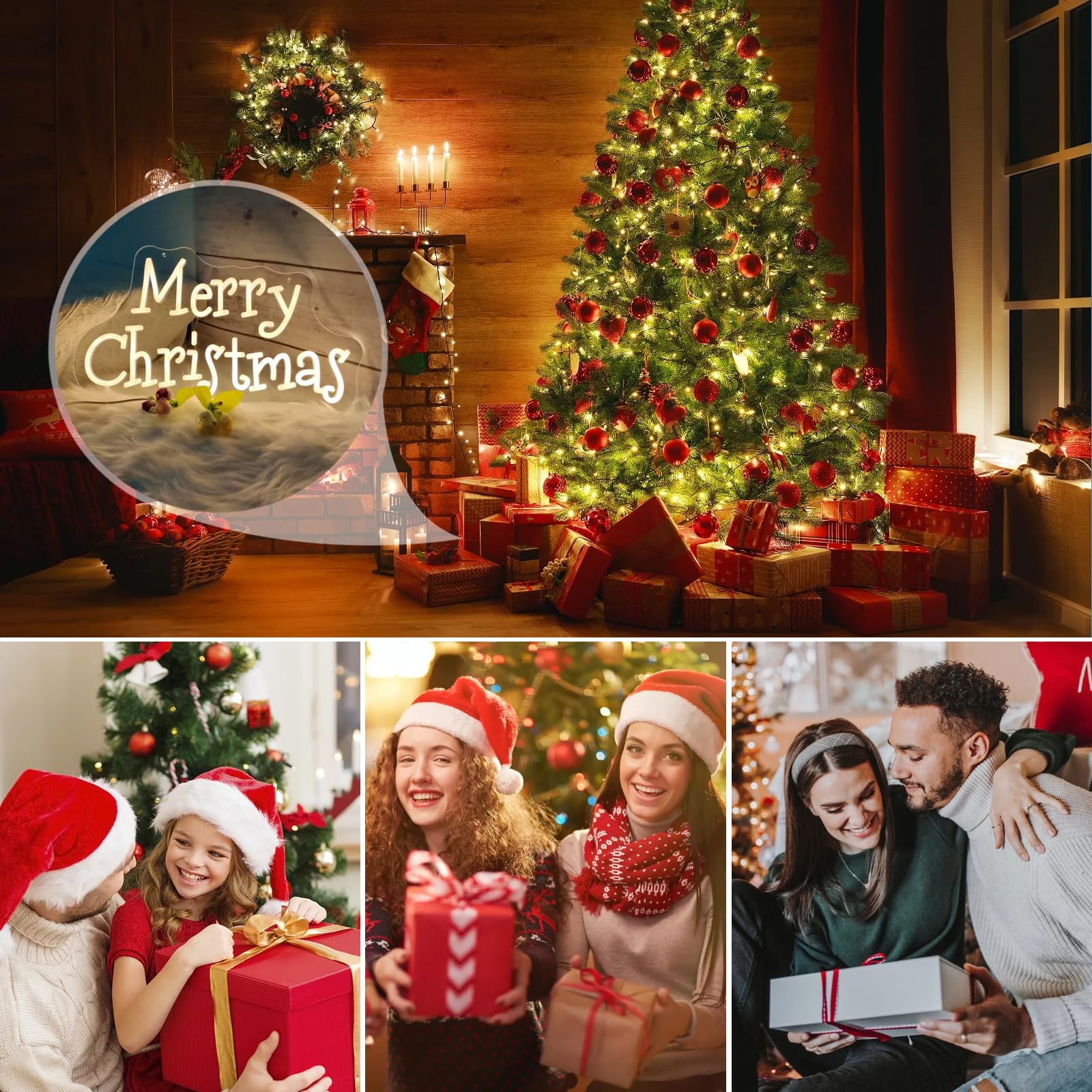 Neon Sign for Wall Decor,Dimmerable Merry Christmas Led Neon Signs Christmas Decor,Christmas Night Light Home Decor Christmas Gift for Family,WarmWhite