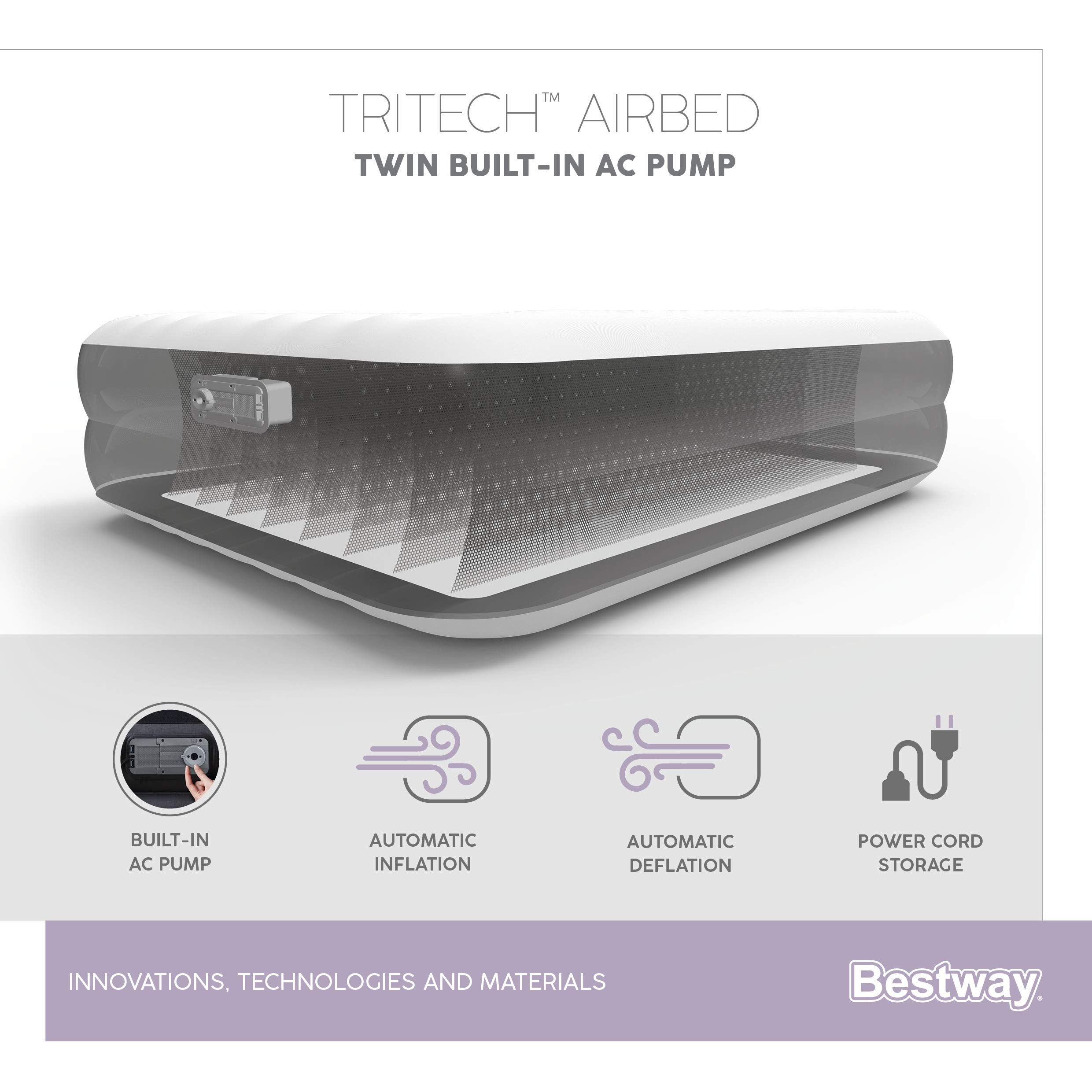 Bestway Tritech™ Luftbett, Aeroluxe, Schwarz, 203 x 152 x 46 cm, Double, mit integrierter Elektropumpe