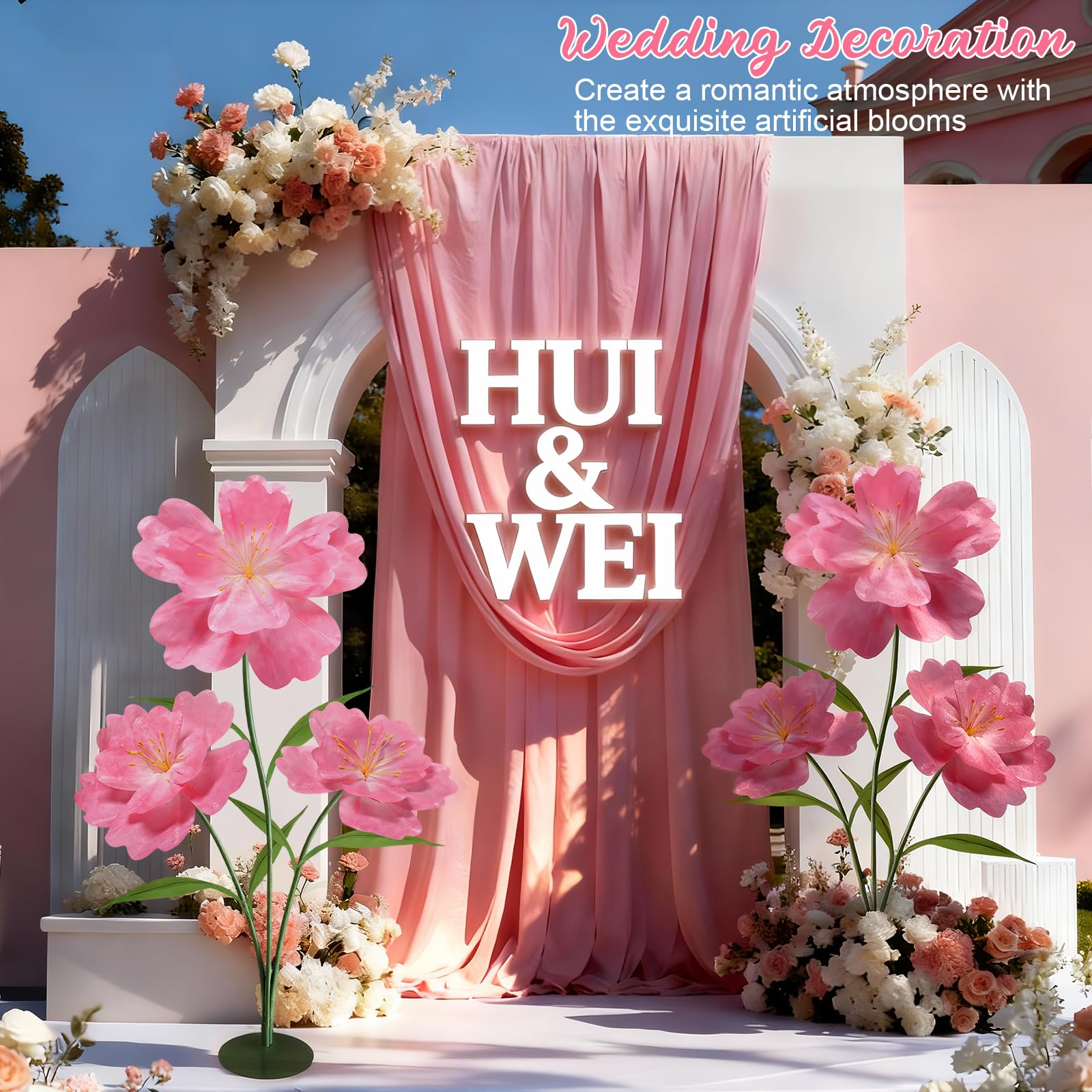 Große Dekorations-Kunstblume 170cm, Spritzwassergeschützte Papierblüte - Ideal für Hochzeiten, Gärten, Valentinstag, Muttertag, Geburtstage & Einkaufszentren, Rosa