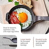 Vista 4 de Victoria Sartén de hierro fundido de 4 pulgadas, sartén de hierro fundido pre-sazonado con mango largo, fabricado en Colombia