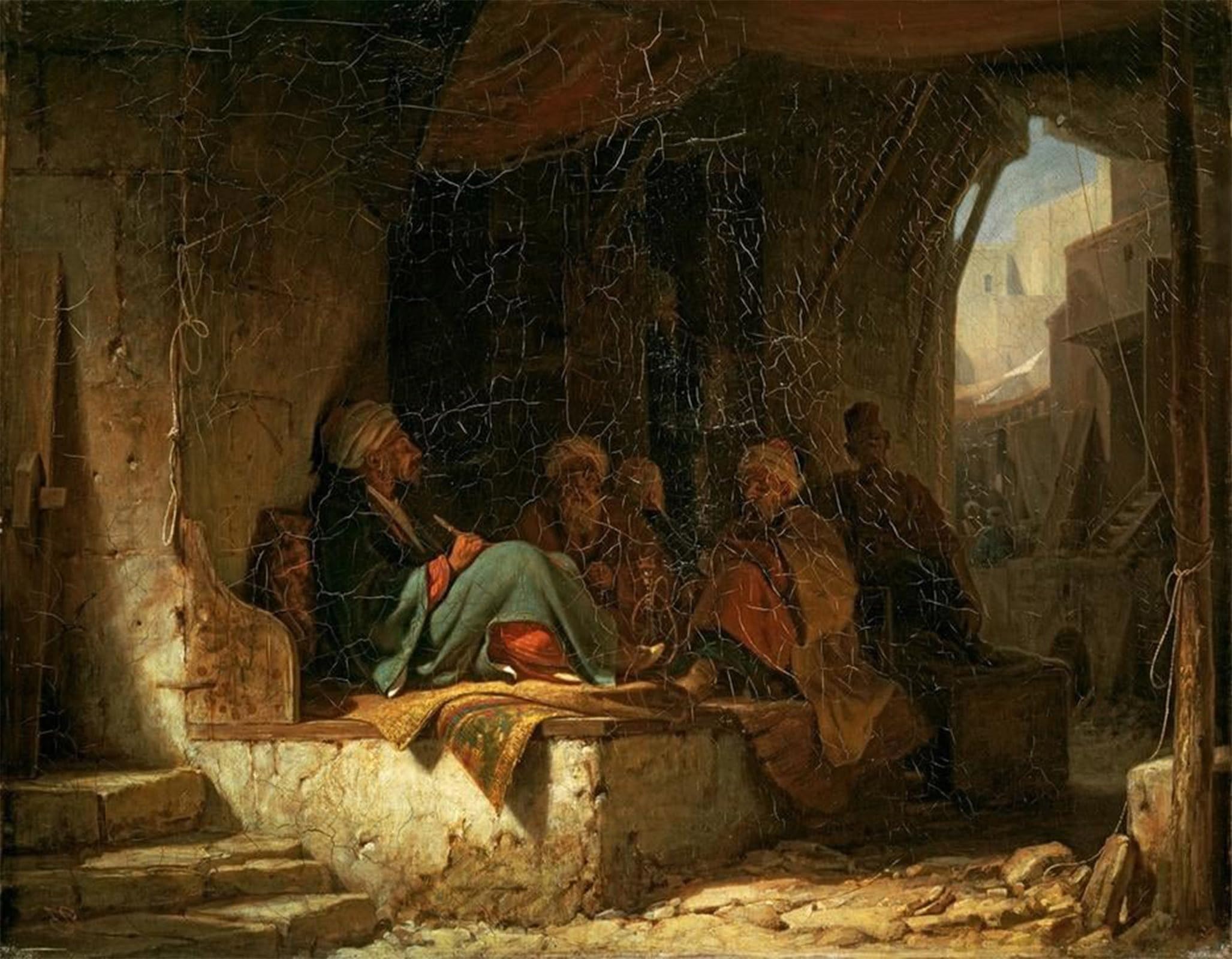 POSTERIIk Vintage Classic Picture Landscape Artwork Türkisches Kaffeehaus by Carl Spitzweg Portrait Canvas Painting for Office Home Decor 60x90cm