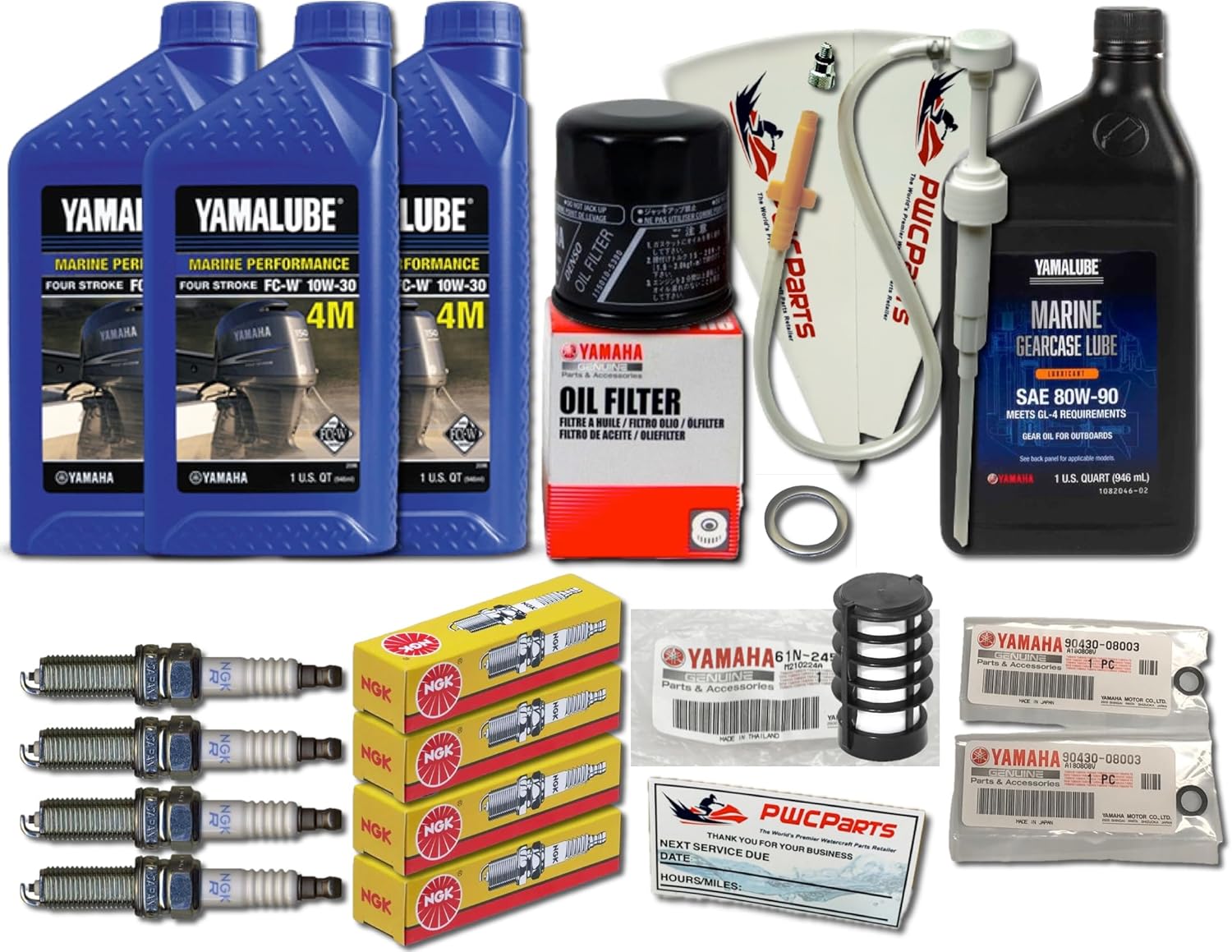 Yamaha 2004-2005 F60 T60 Outboard Maintenance Kit | OEM Oil Change w/Yamalube 10W-30, Spark Plugs, Fuel Filter, Gear Lube, Pump – Genuine Parts