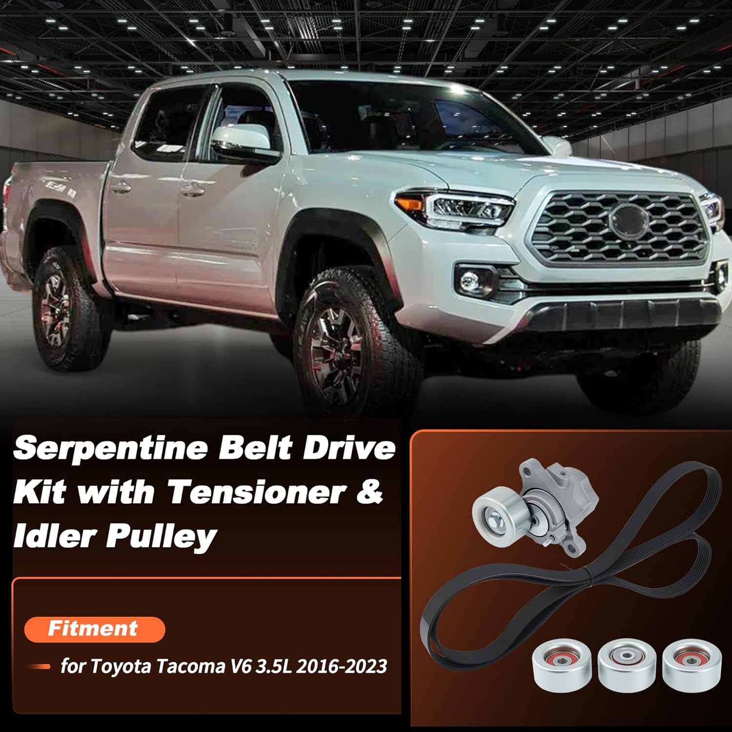 Drive Belt Tensioner Kit for Toyota Tacoma 2016-2023 3.5L Replace 7pk2120 1662031090 39424 166200P010 Serpentine Belt Tensioner Pulley Drive Kit