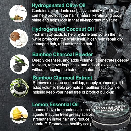 Miniatura 6 de Barra de champú para cabello gris reverso, cobertura de cabello gris, barra de champú comprimido para oscurecer el cabello, cobertura de cabello