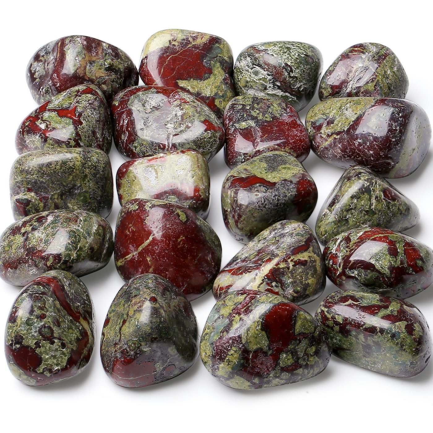 MAIBAOTADragon Bloodstones Natural Polished Tumbled Stones Crystal Rocks Natural Gemstones Vase Filler Decorative Stones 200 Gram