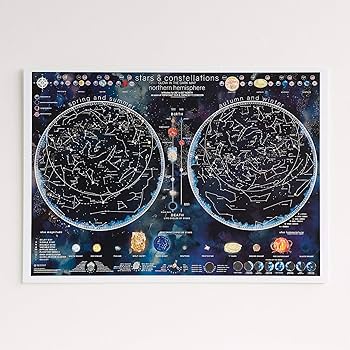 Amazon.co.jp: 星と星座 暗闇で光る地図 - 星と夜空のポスターギフト