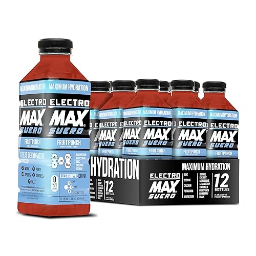 ELECTROMAX SUERO Bebida electrolítica para hidratación y recuperación sin azúcar paquete de 12 unidades de 213 onzas 213fl oz ponche de frutas