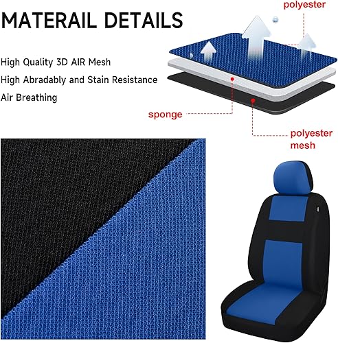 Miniatura 6 de VarCozy Juego completo de fundas de asiento de automóvil, fundas de asiento de banco dividido delantero y trasero de tela transpirable para